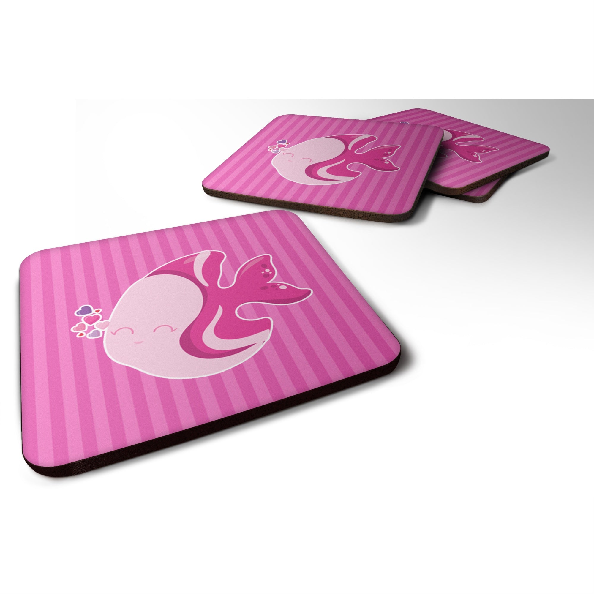 'Caroline'S Treasures Pink Fish Foam Coaster Set Of 4, 3.5, Multicolor''