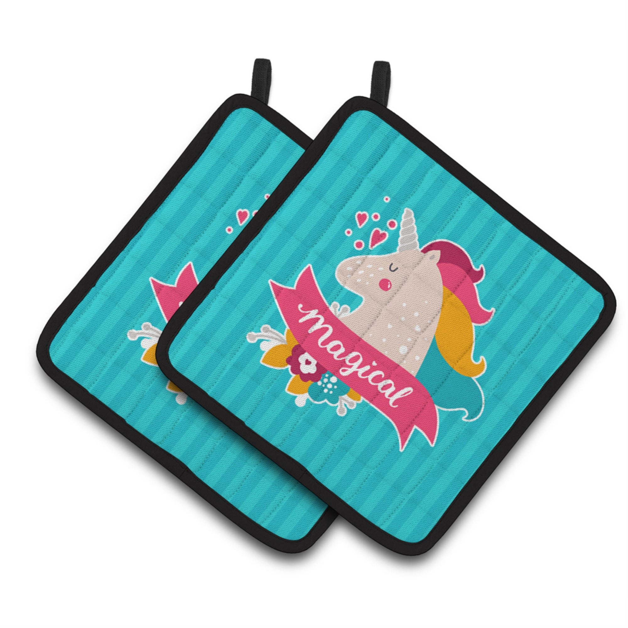 'Caroline'S Treasures Bb7141Pthd Unicorn Magical Pair Of Pot Holders, 7.5 X 7.5'''', Multicolor''