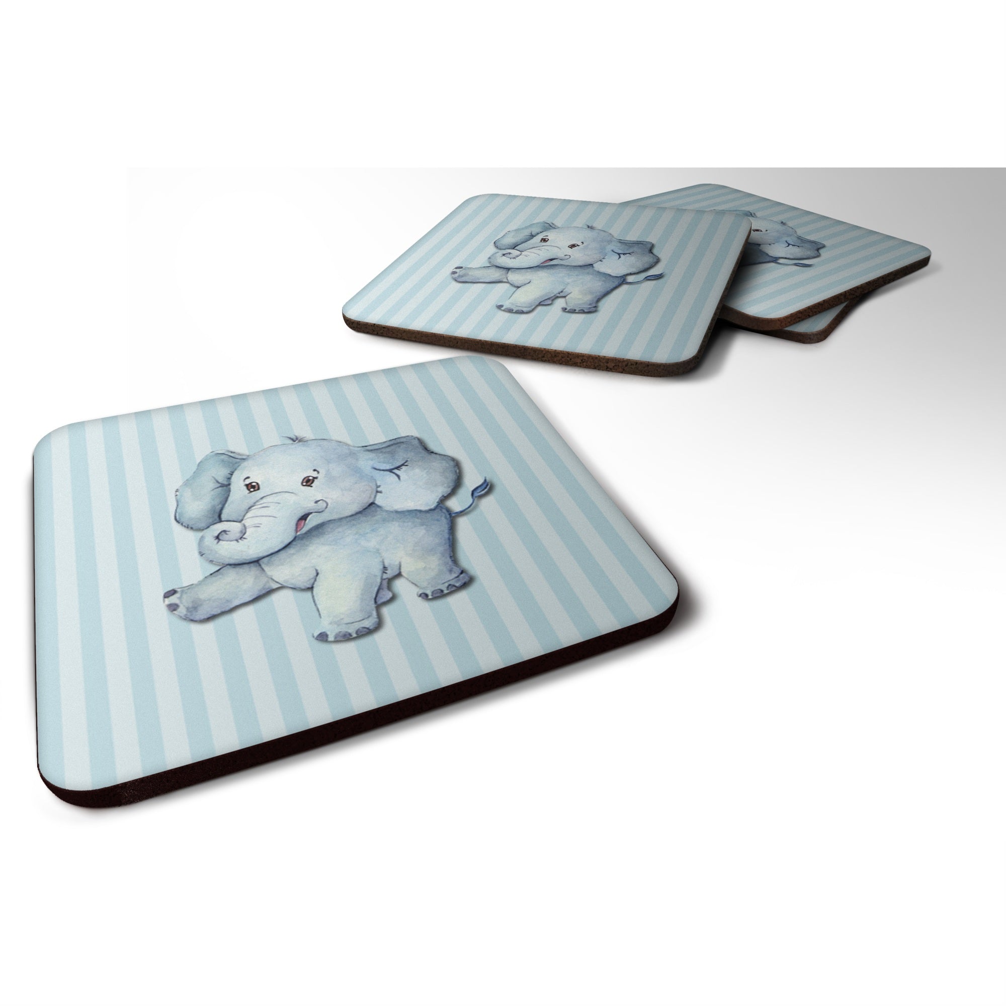 'Caroline'S Treasures Bb7145Fc Elephant Foam Coaster Set Of 4, 3.5'''', Multicolor''