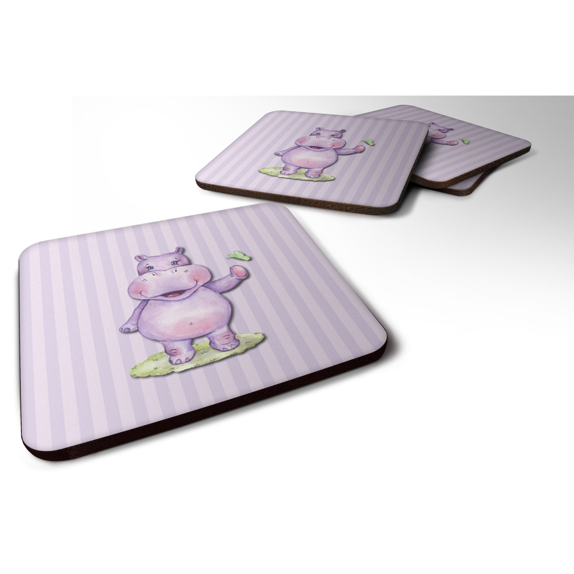 'Caroline'S Treasures Bb7147Fc Hippopotamus Foam Coaster Set Of 4, 3.5'''', Multicolor''