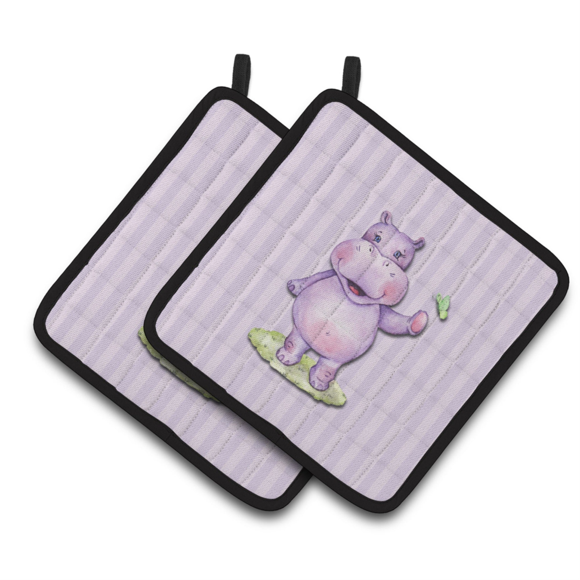 'Caroline'S Treasures Bb7147Pthd Hippopotamus Pair Of Pot Holders, 7.5 X 7.5'''', Multicolor''