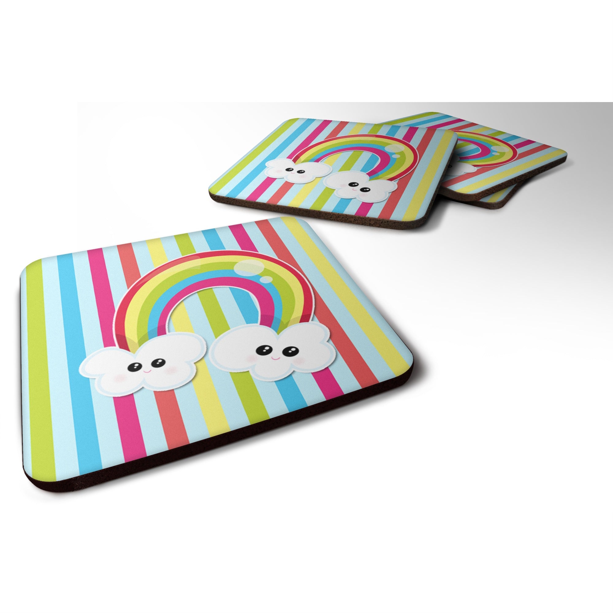 'Caroline'S Treasures Weather Rainbow Face Foam Coaster Set Of 4, 3.5, Multicolor''