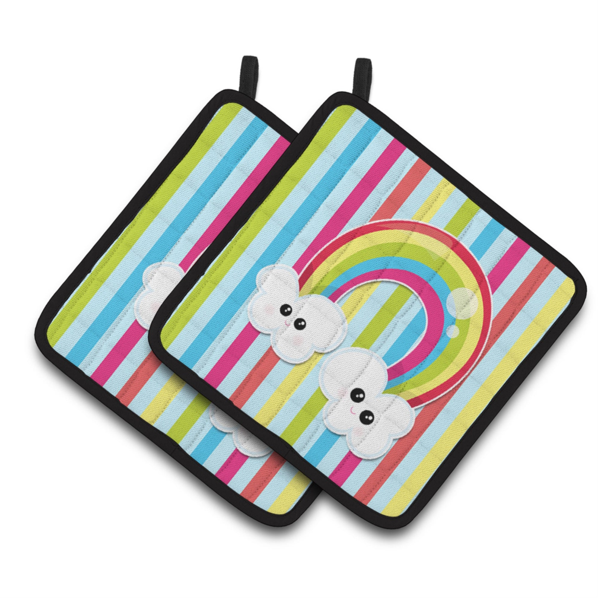 'Caroline'S Treasures Bb7151Pthd Weather Rainbow Face Pair Of Pot Holders, 7.5 X 7.5'''', Multicolor''