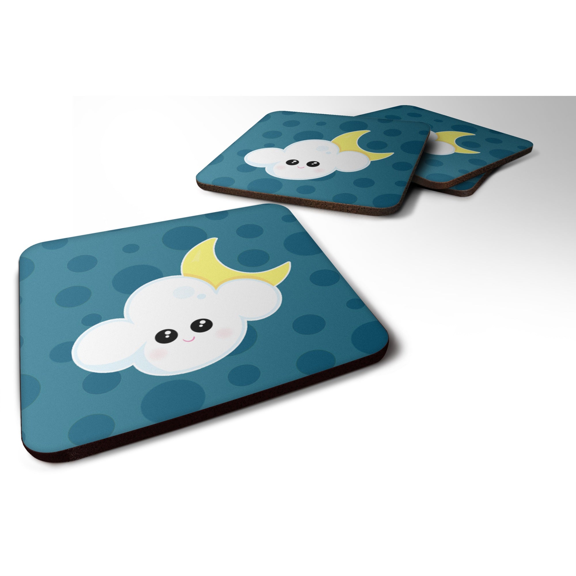'Caroline'S Treasures Weather Cloudy Moon Face Foam Coaster Set Of 4, 3.5, Multicolor''
