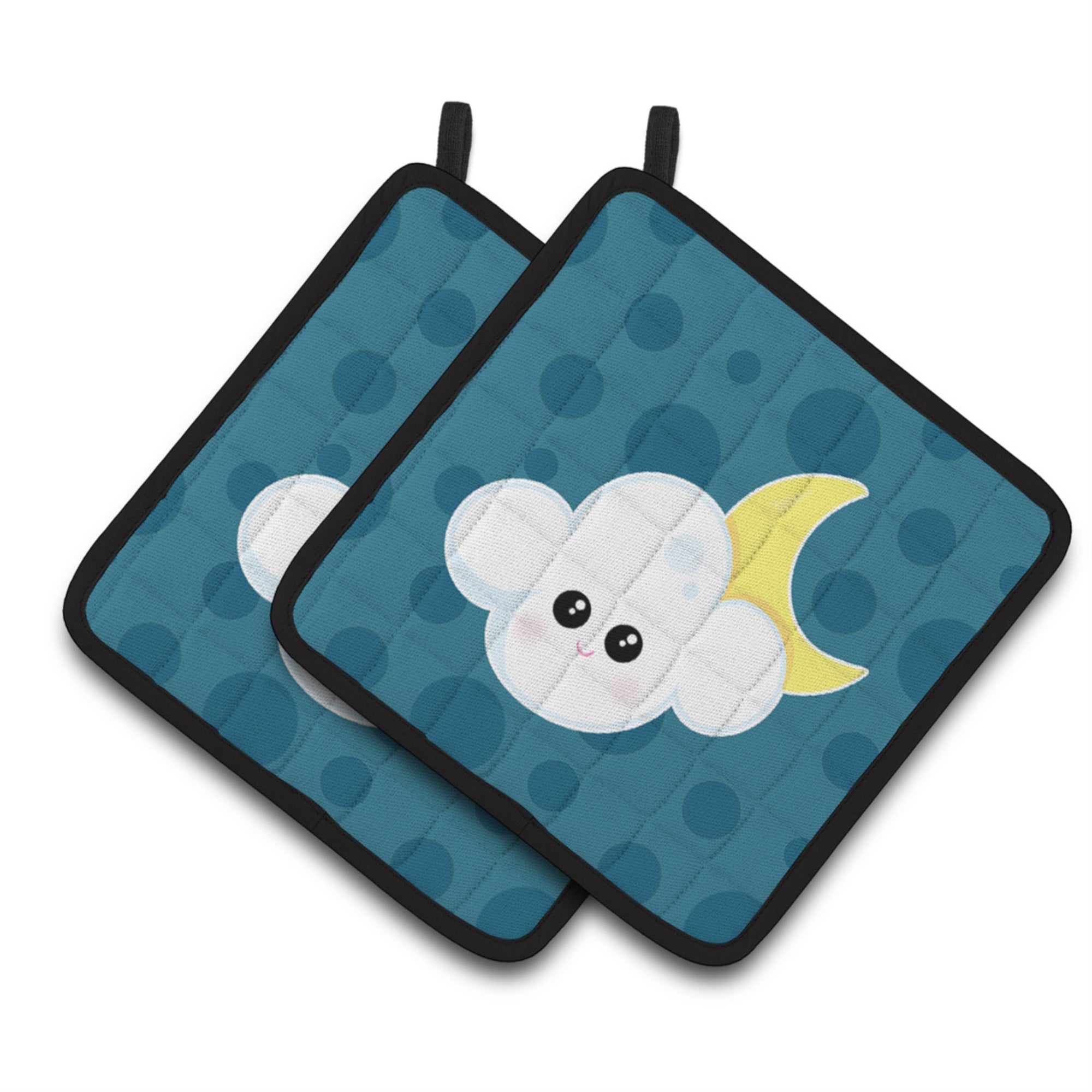 'Caroline'S Treasures Weather Cloudy Moon Face Pair Of Pot Holders, 7.5 X 7.5, Multicolor''