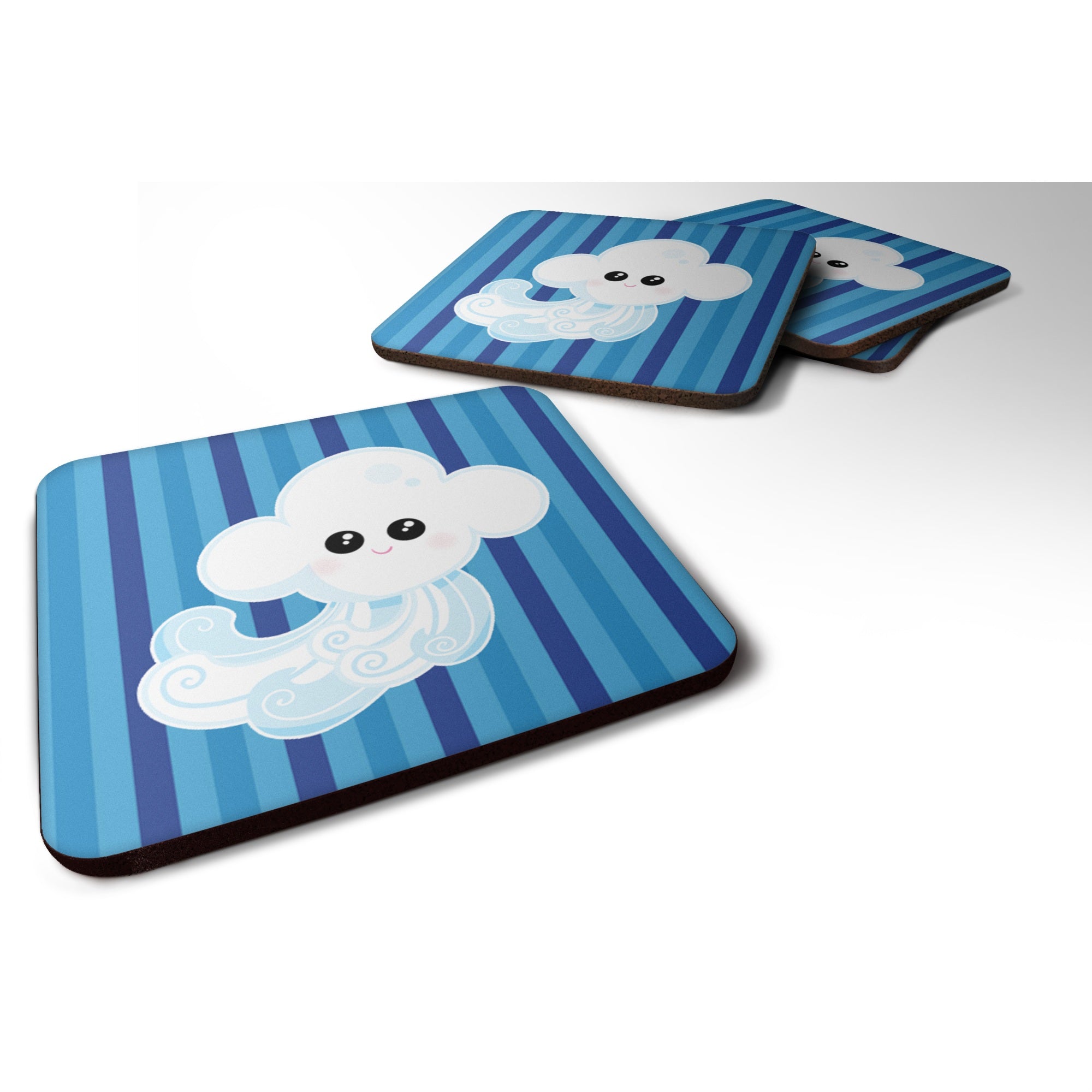 'Caroline'S Treasures Weather Windy Face Foam Coaster Set Of 4, 3.5, Multicolor''