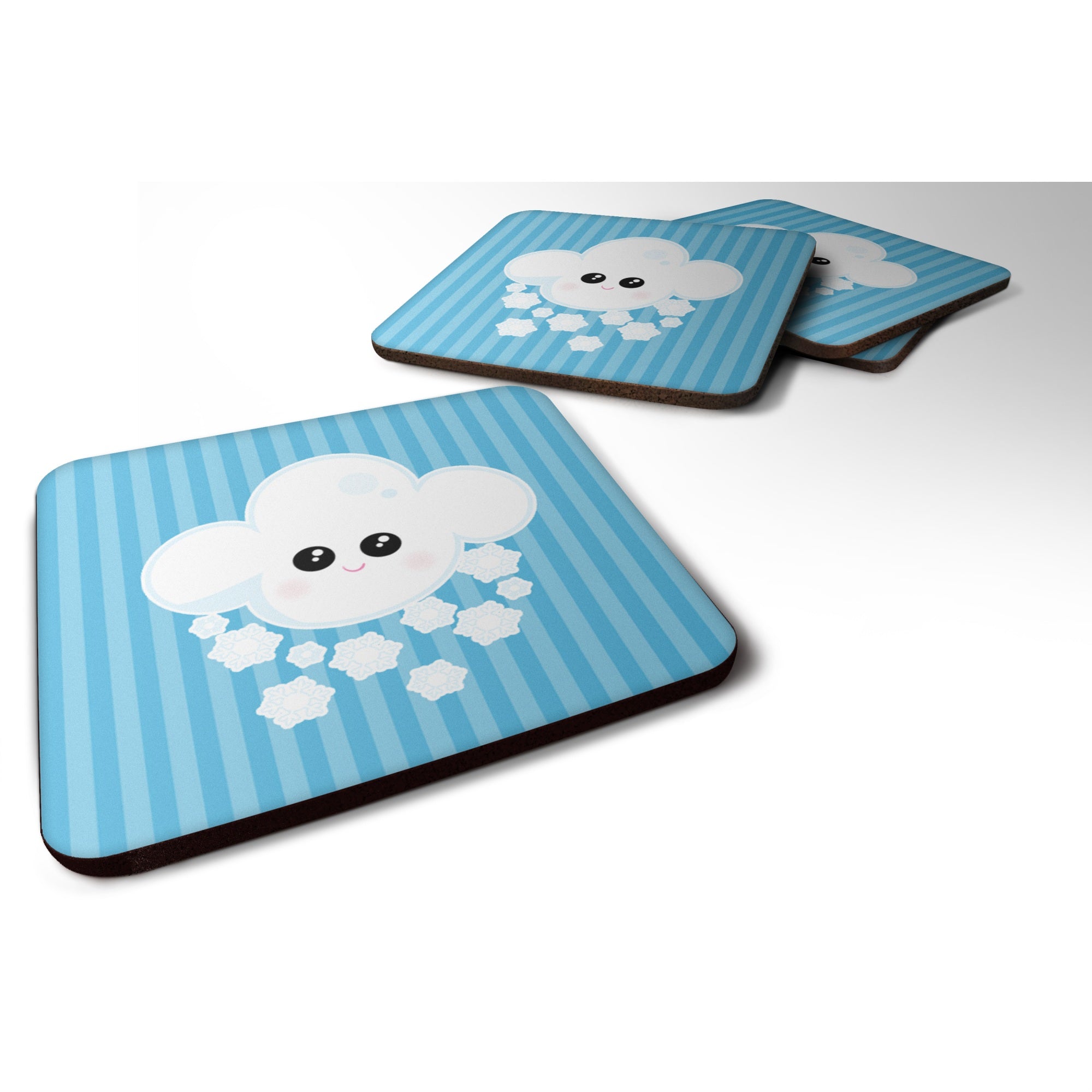 'Caroline'S Treasures Weather Snowing Face Foam Coaster Set Of 4, 3.5, Multicolor''