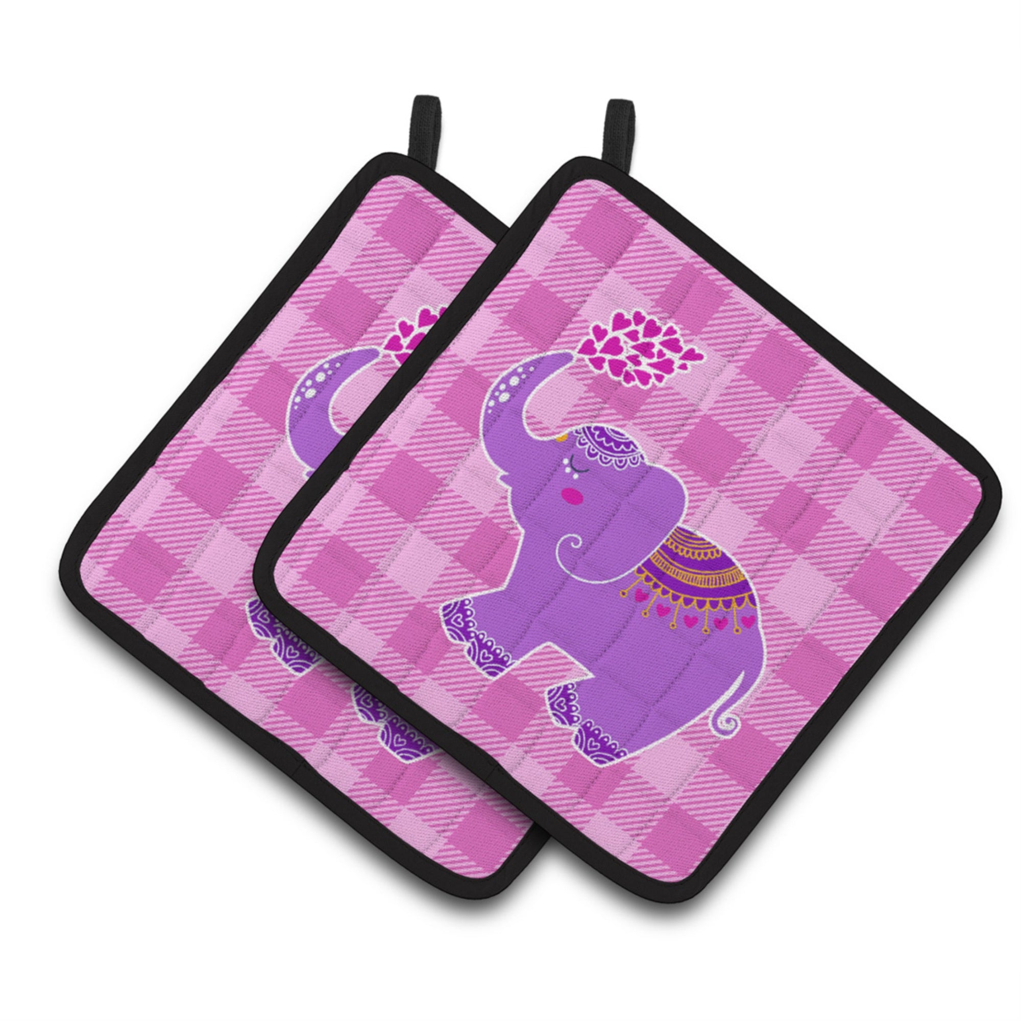 'Caroline'S Treasures Bb7161Pthd Purple Elephant Pair Of Pot Holders, 7.5 X 7.5'''', Multicolor''