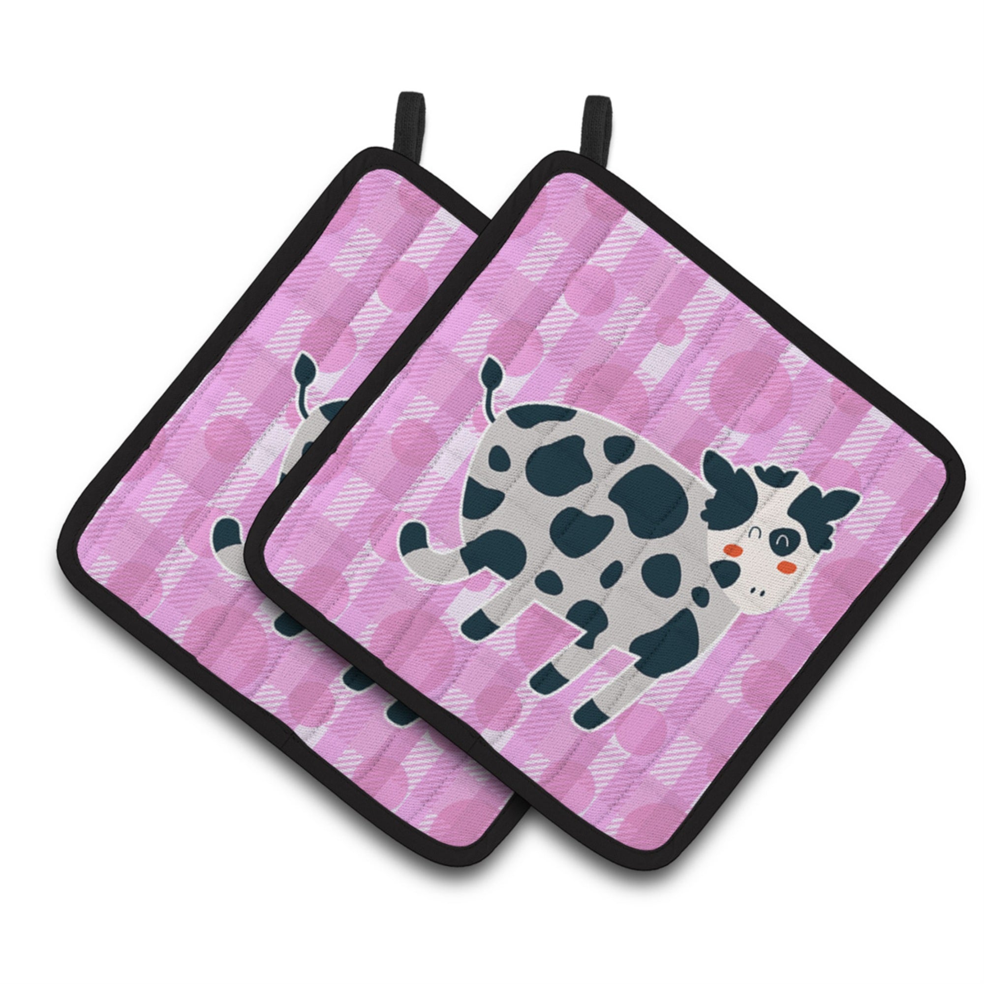 'Caroline'S Treasures Bb7162Pthd Cow On Pink Polkadots Pair Of Pot Holders, 7.5 X 7.5'''', Multicolor''