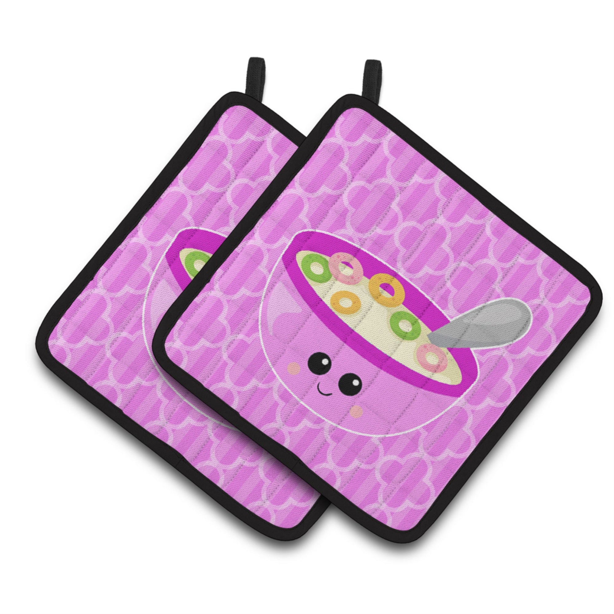 'Caroline'S Treasures Bb7163Pthd Pink Bowl Of Cereal Pair Of Pot Holders, 7.5 X 7.5'''', Multicolor''