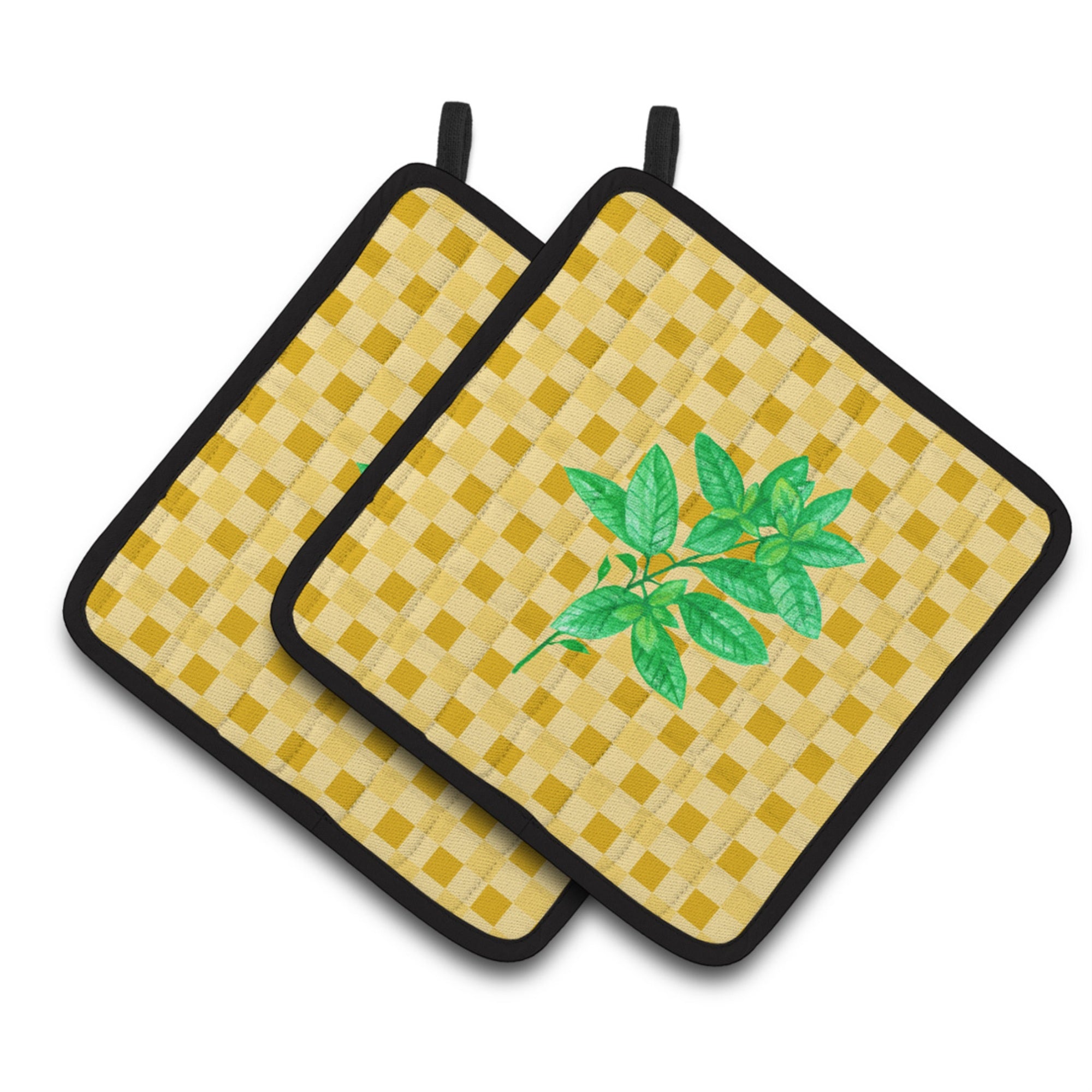 'Caroline'S Treasures Basil On Basketweave Decorated Pot Holder, 7.5Hx7.5W, Multicolor''