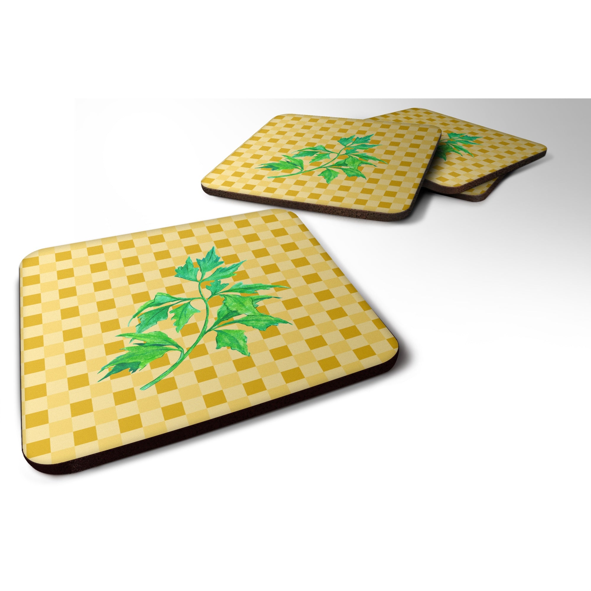'Caroline'S Treasures Celery On Basketweave Decorative Coasters, 3.5, Multicolor''