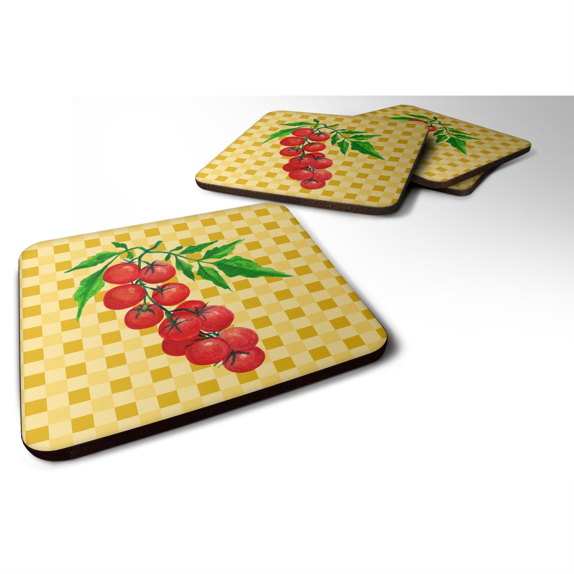 'Caroline'S Treasures Cherry Tomato On Basketweave Decorative Coasters, 3.5, Multicolor''
