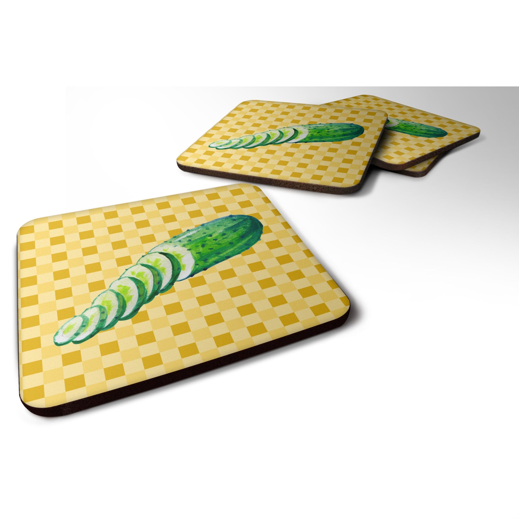 'Caroline'S Treasures Cucumber On Basketweave Decorative Coasters, 3.5, Multicolor''