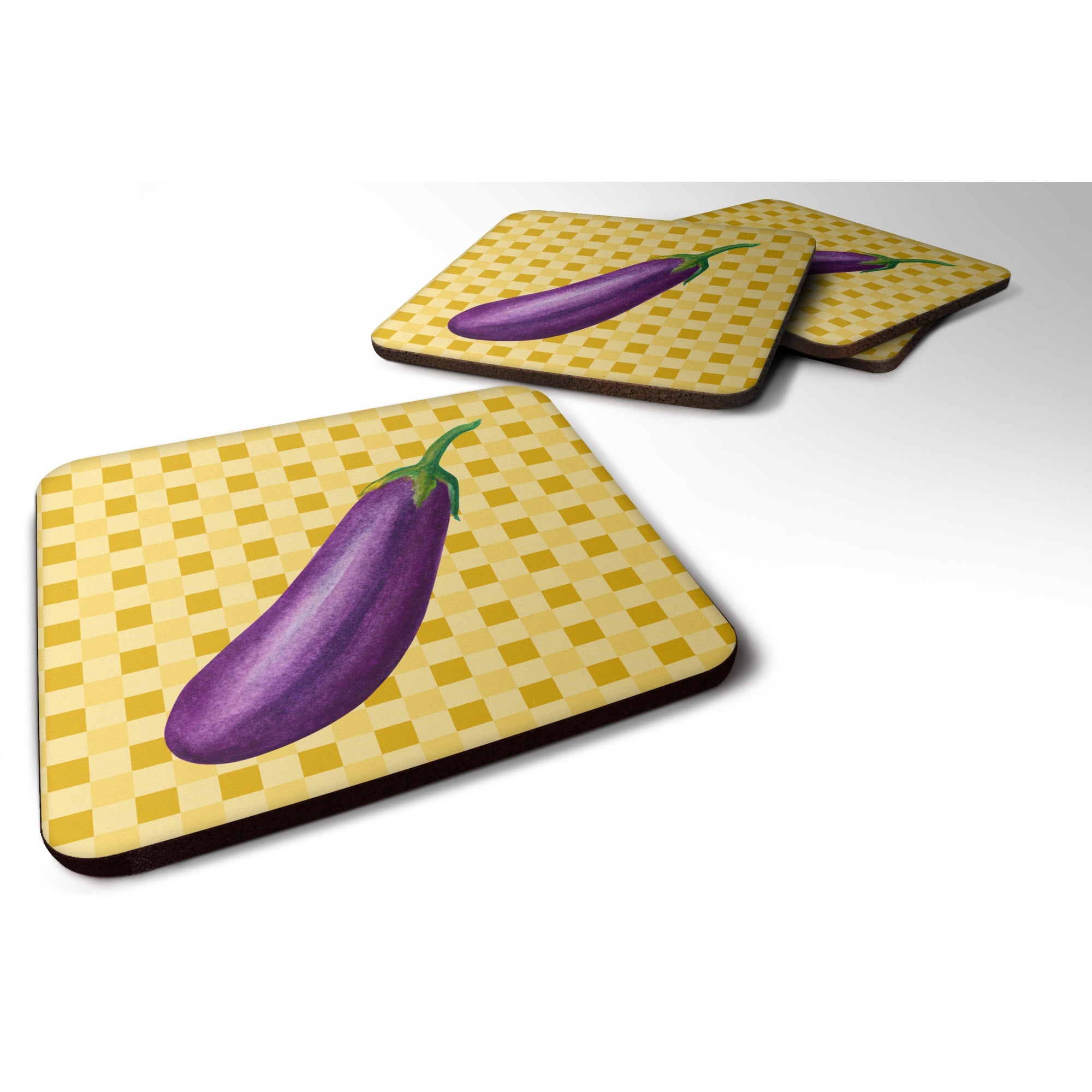 'Caroline'S Treasures Eggplant On Basketweave Decorative Coasters, 3.5, Multicolor''