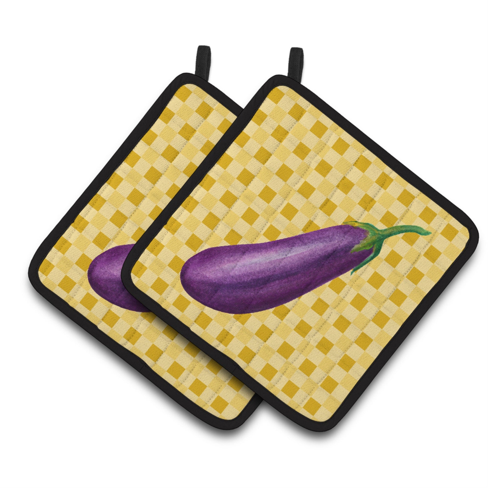 'Caroline'S Treasures Eggplant On Basketweave Decorated Pot Holder, 7.5Hx7.5W, Multicolor''