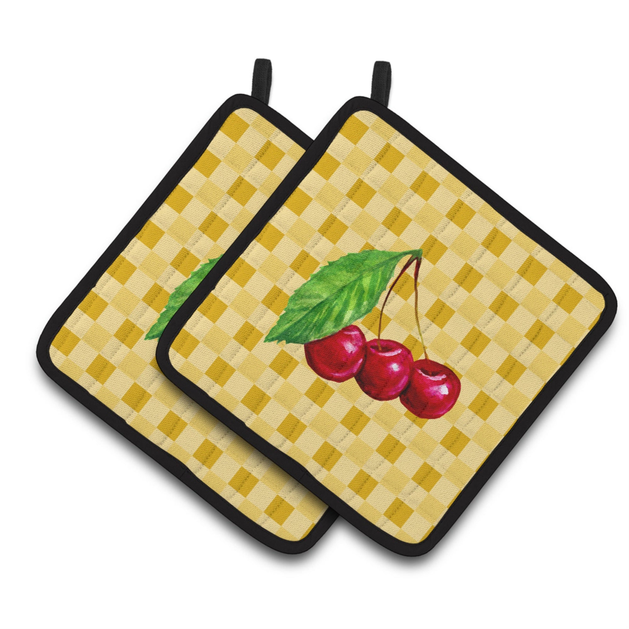 'Caroline'S Treasures Cherries On Basketweave Decorated Pot Holder, 7.5Hx7.5W, Multicolor''