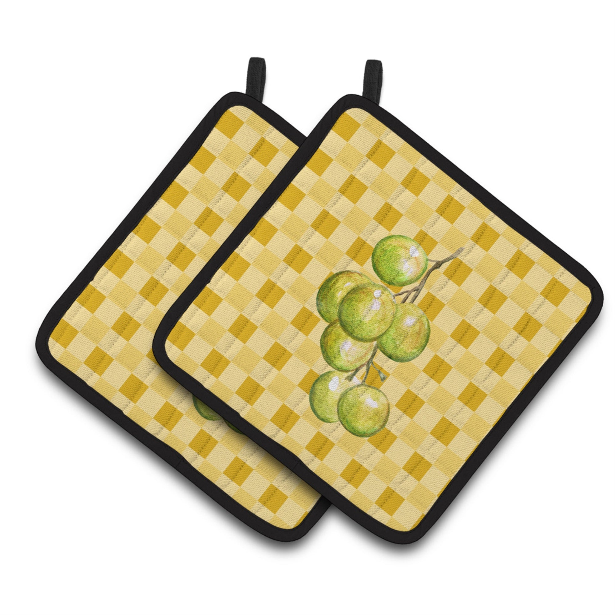'Caroline'S Treasures White Grapes On Basketweave Decorated Pot Holder, 7.5Hx7.5W, Multicolor''