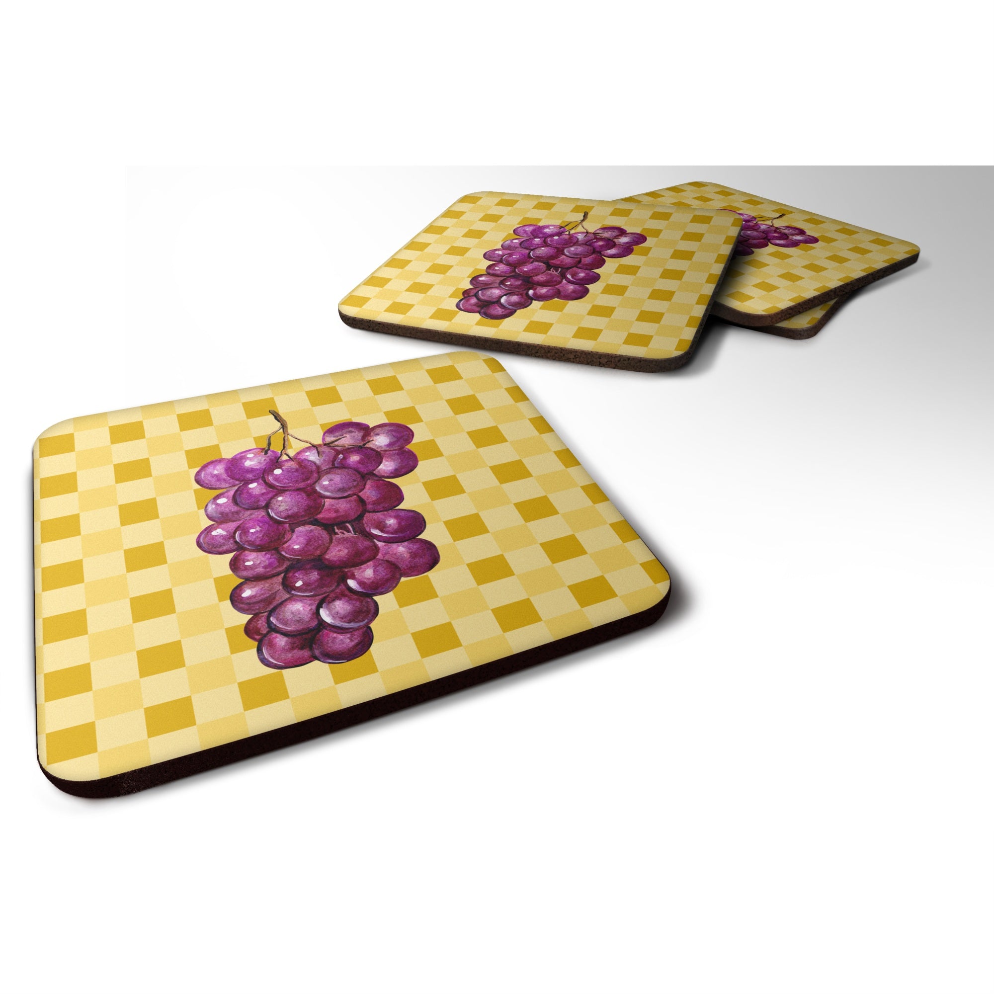 'Caroline'S Treasures Grapes On Basketweave Decorative Coasters, 3.5, Multicolor''