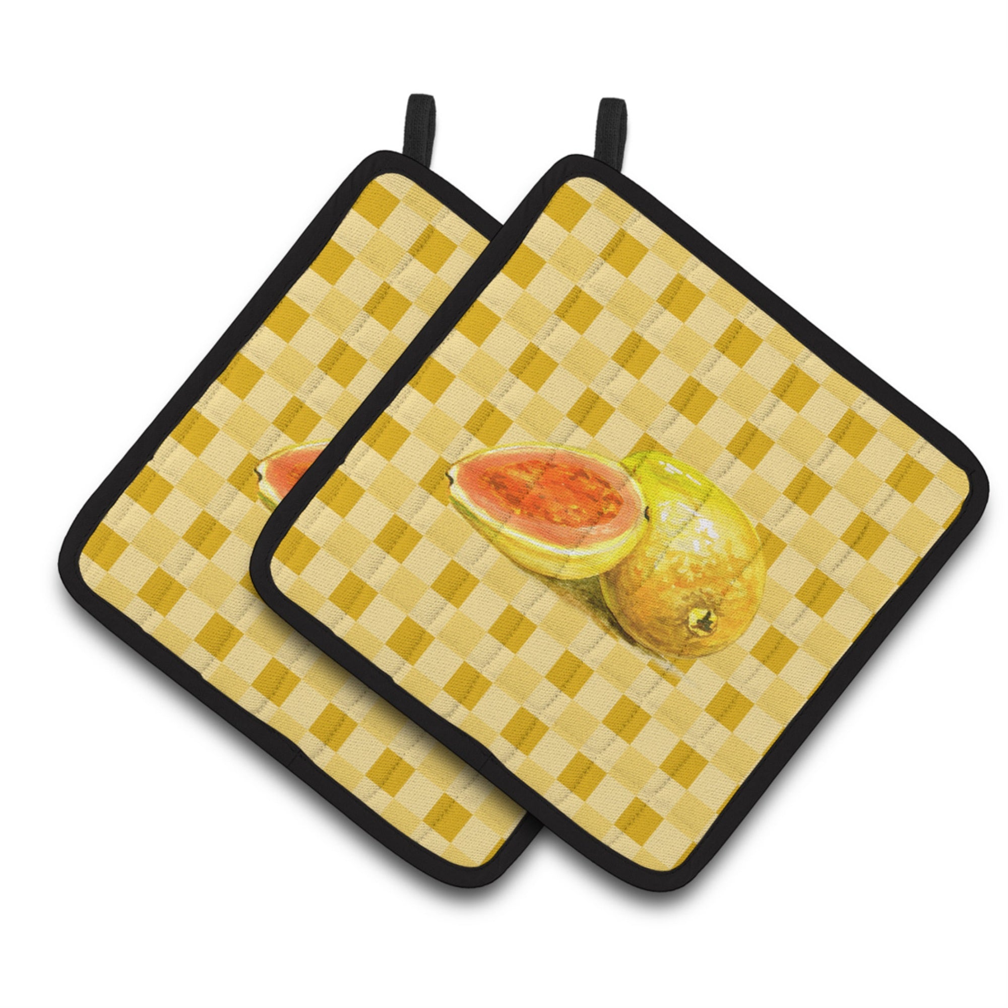 'Caroline'S Treasures Guava Sliced And Whole On Basketweave Decorated Pot Holder, 7.5Hx7.5W, Multicolor''