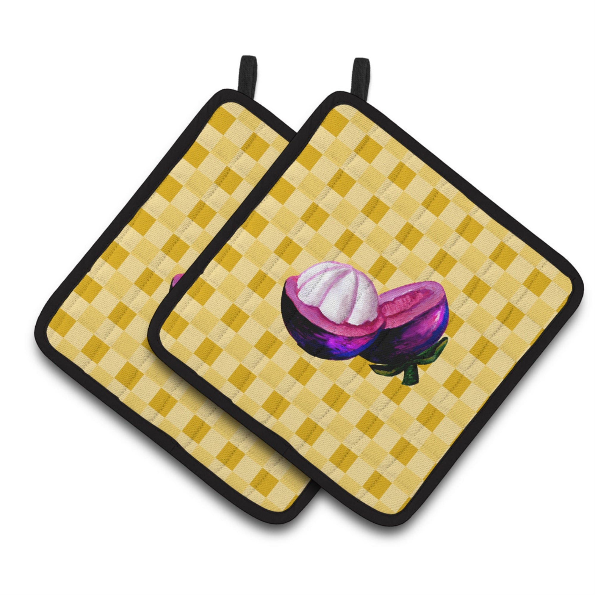 'Caroline'S Treasures Mangosteen Sliced On Basketweave Decorated Pot Holder, 7.5Hx7.5W, Multicolor''