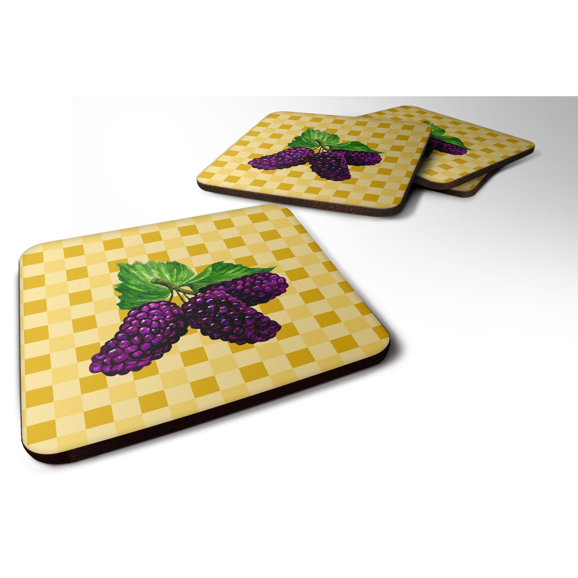 'Caroline'S Treasures Mulberries On Basketweave Decorative Coasters, 3.5, Multicolor''