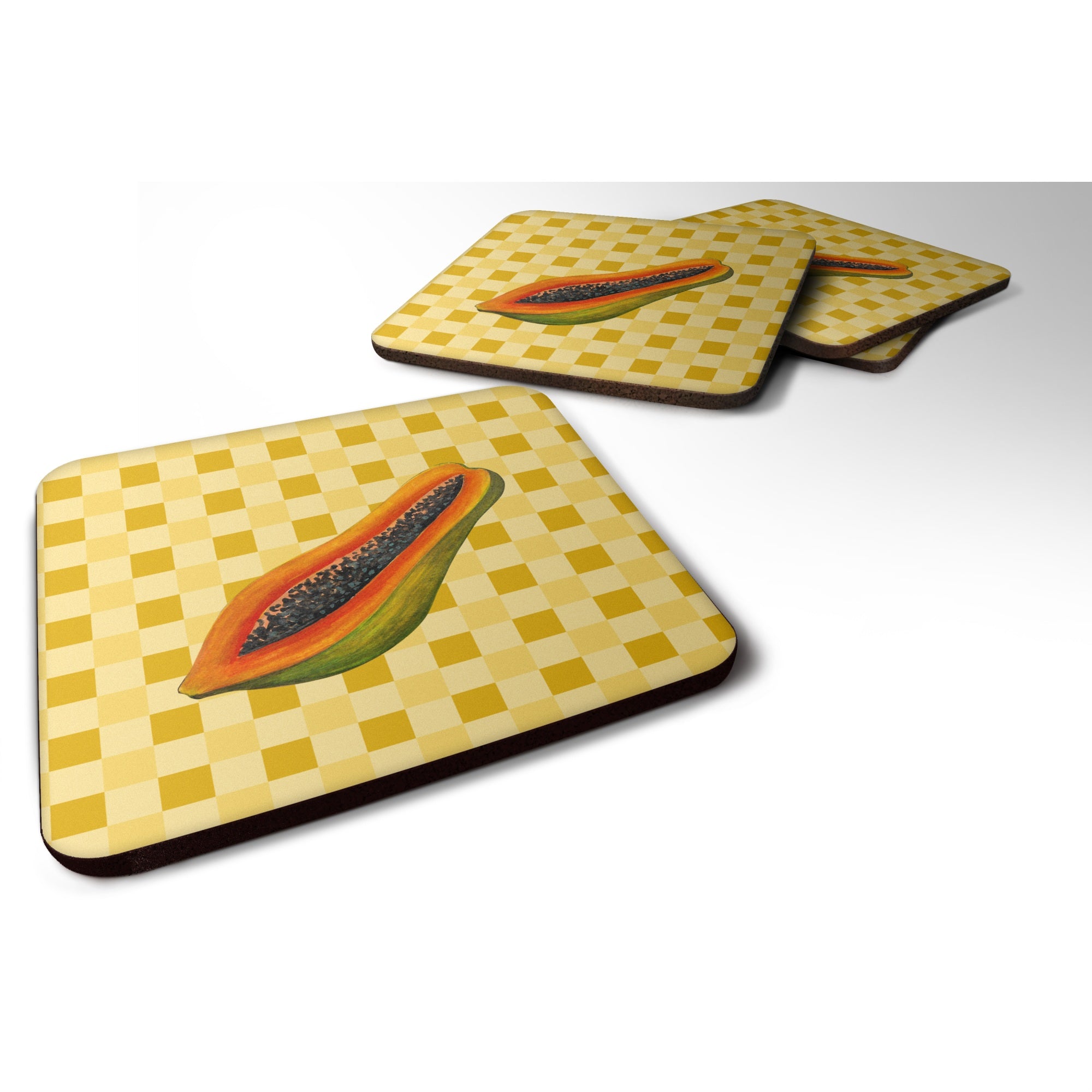 'Caroline'S Treasures Sliced Papaya On Basketweave Decorative Coasters, 3.5, Multicolor''
