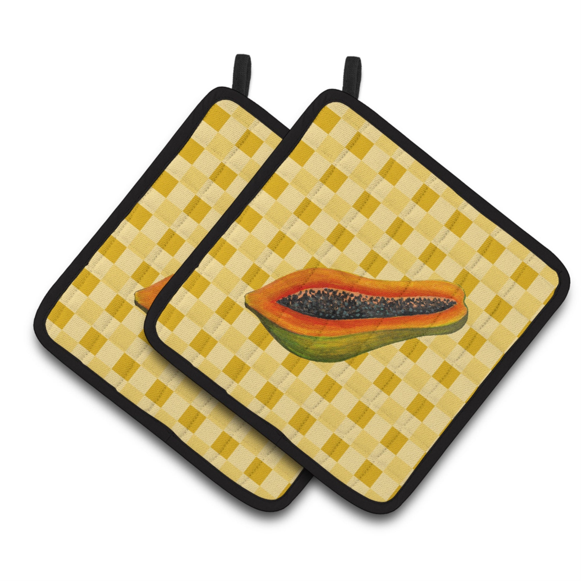 'Caroline'S Treasures Sliced Papaya On Basketweave Decorated Pot Holder, 7.5Hx7.5W, Multicolor''