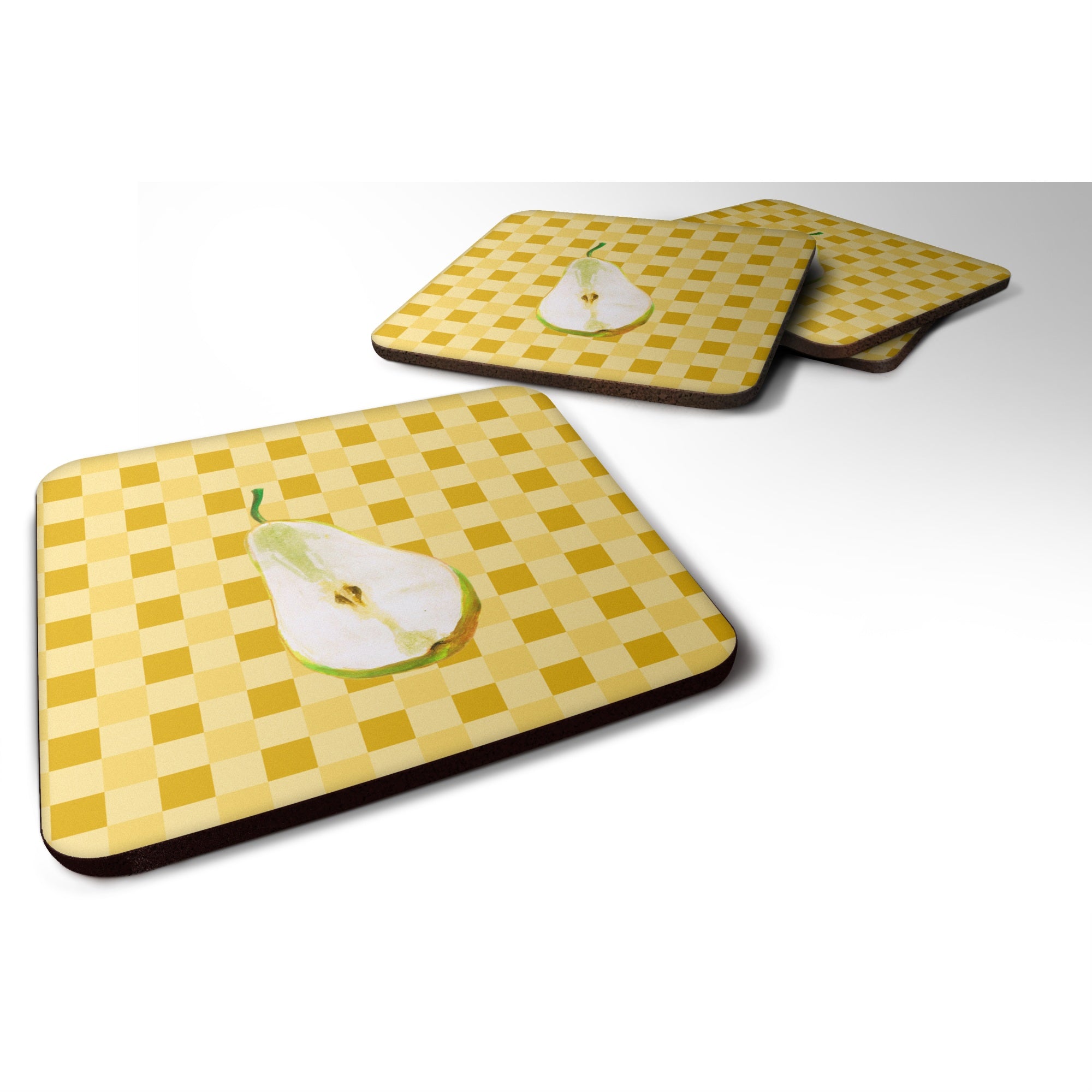 'Caroline'S Treasures Sliced Pear On Basketweave Decorative Coasters, 3.5, Multicolor''