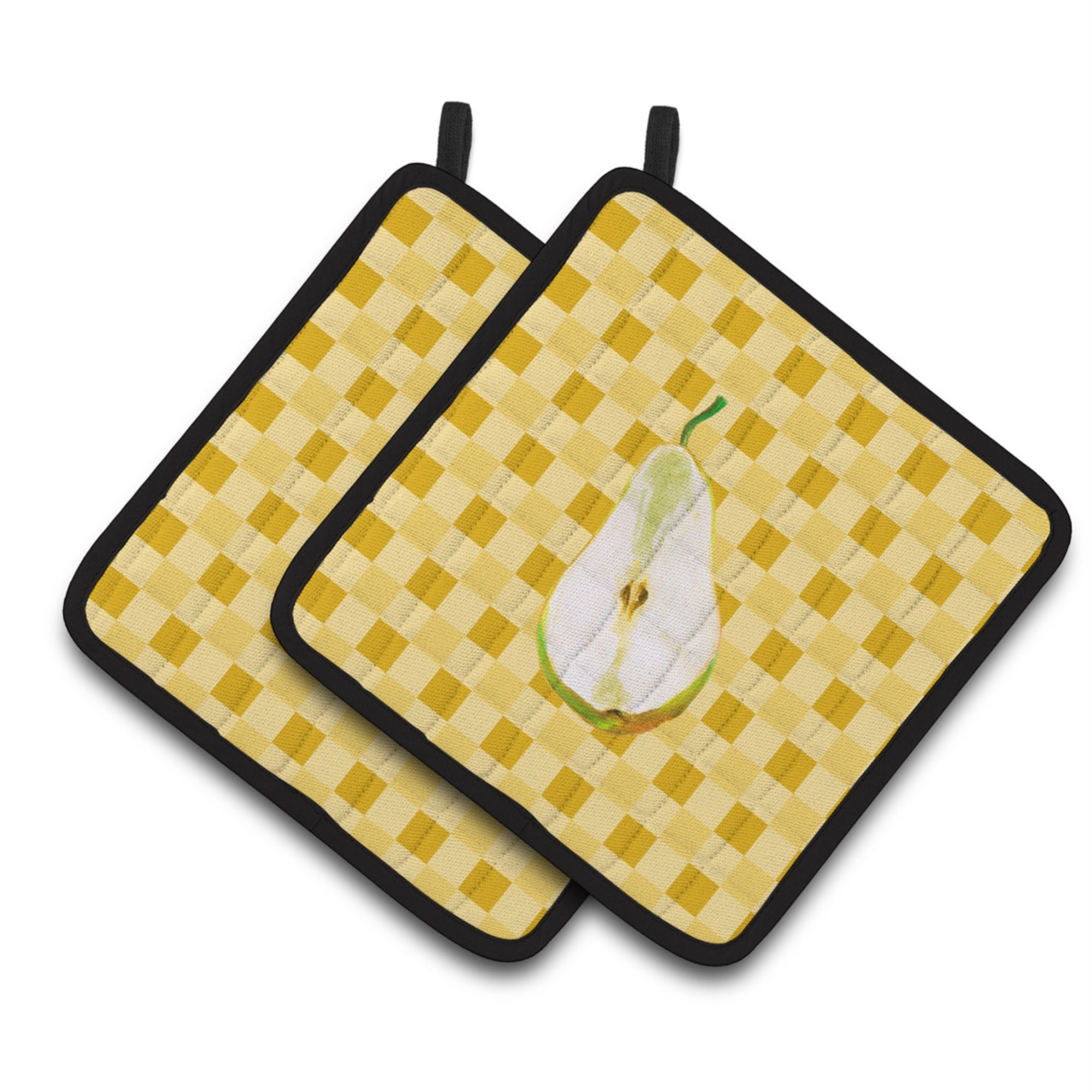 'Caroline'S Treasures Sliced Pear On Basketweave Decorated Pot Holder, 7.5Hx7.5W, Multicolor''