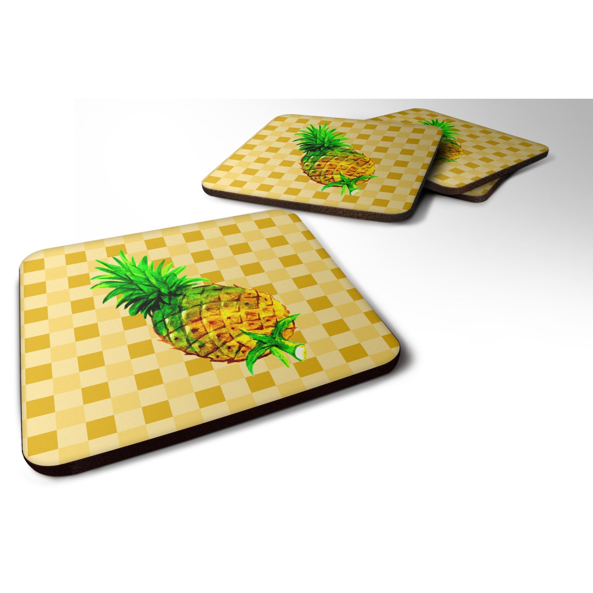 'Caroline'S Treasures Whole Pineapple On Basketweave Decorative Coasters, 3.5, Multicolor''