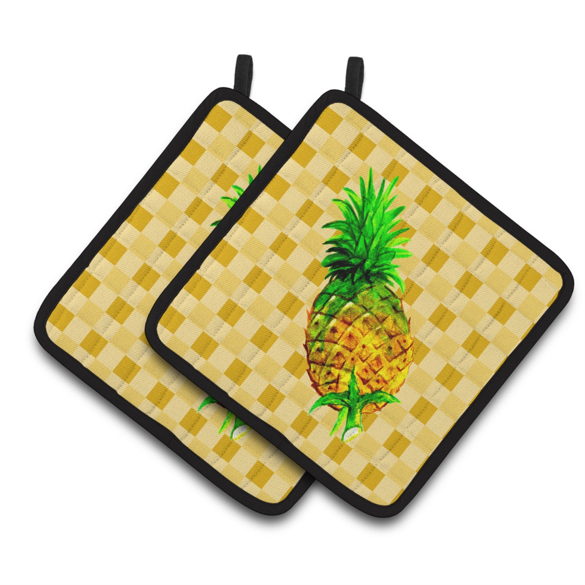 'Caroline'S Treasures Whole Pineapple On Basketweave Decorated Pot Holder, 7.5Hx7.5W, Multicolor''