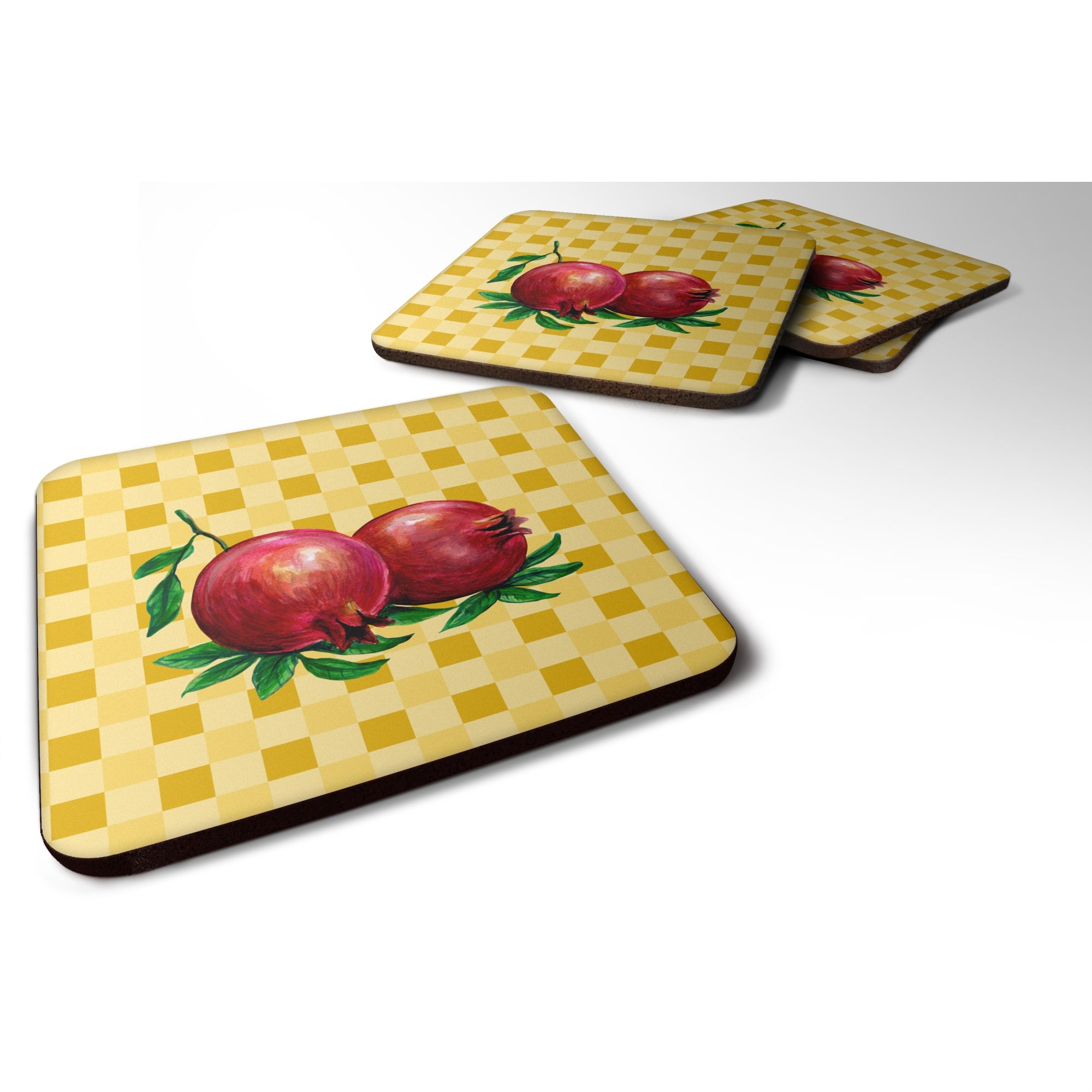 'Caroline'S Treasures Whole Pomegranates On Basketweave Decorative Coasters, 3.5, Multicolor''