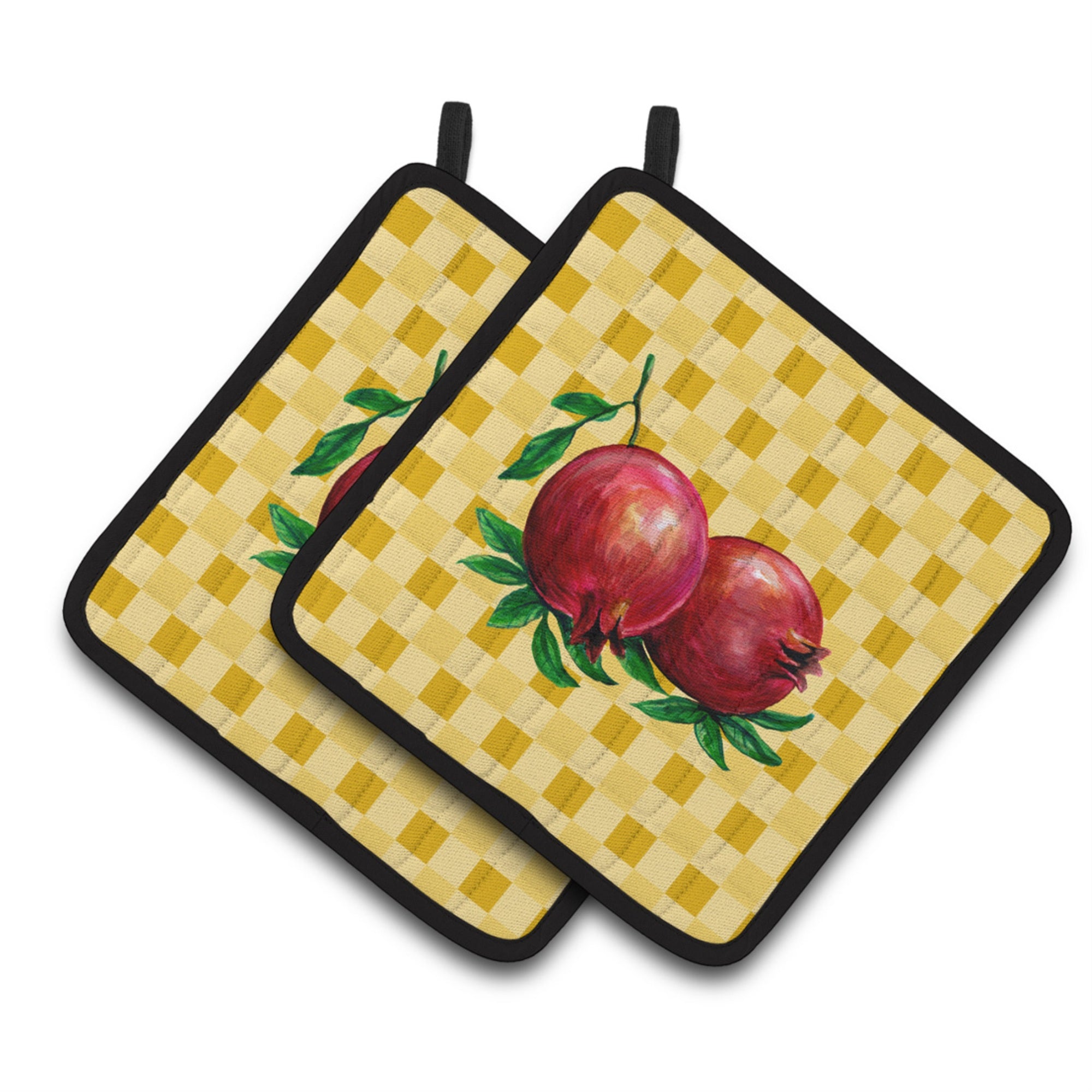 'Caroline'S Treasures Whole Pomegranates On Basketweave Decorated Pot Holder, 7.5Hx7.5W, Multicolor''