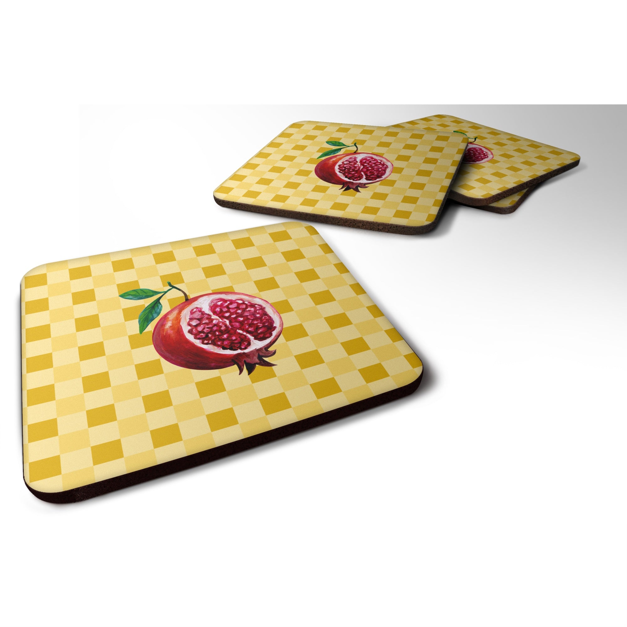 'Caroline'S Treasures Sliced Pomegranate On Basketweave Decorative Coasters, 3.5, Multicolor''