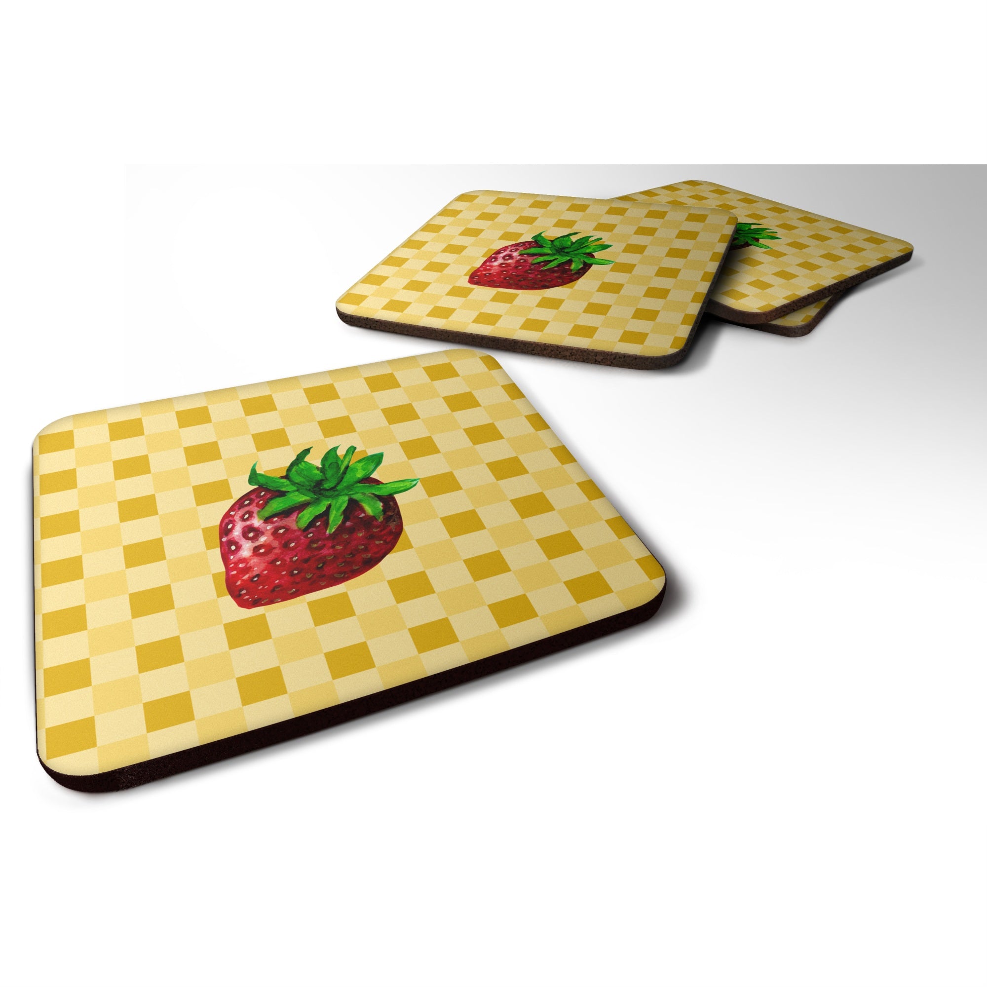 'Caroline'S Treasures Strawberry On Basketweave Decorative Coasters, 3.5, Multicolor''