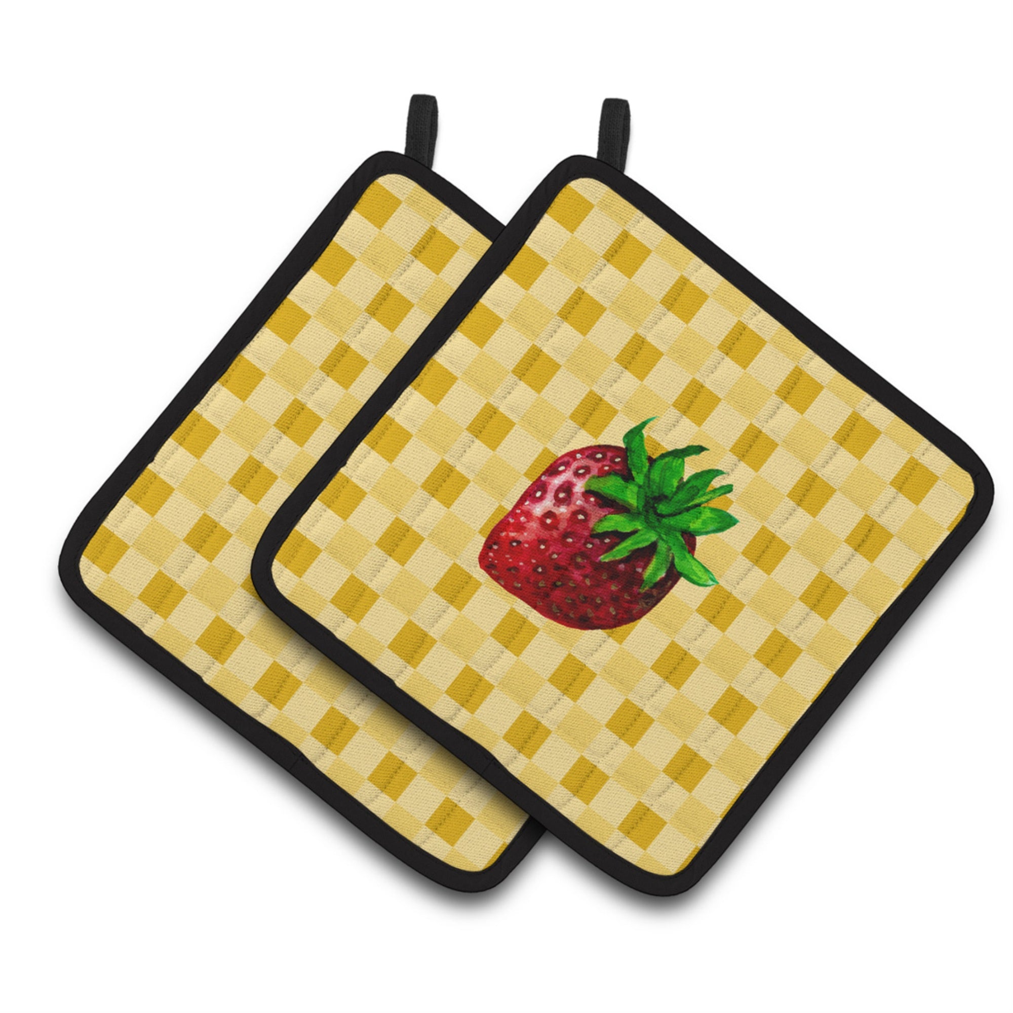 'Caroline'S Treasures Strawberry On Basketweave Decorated Pot Holder, 7.5Hx7.5W, Multicolor''