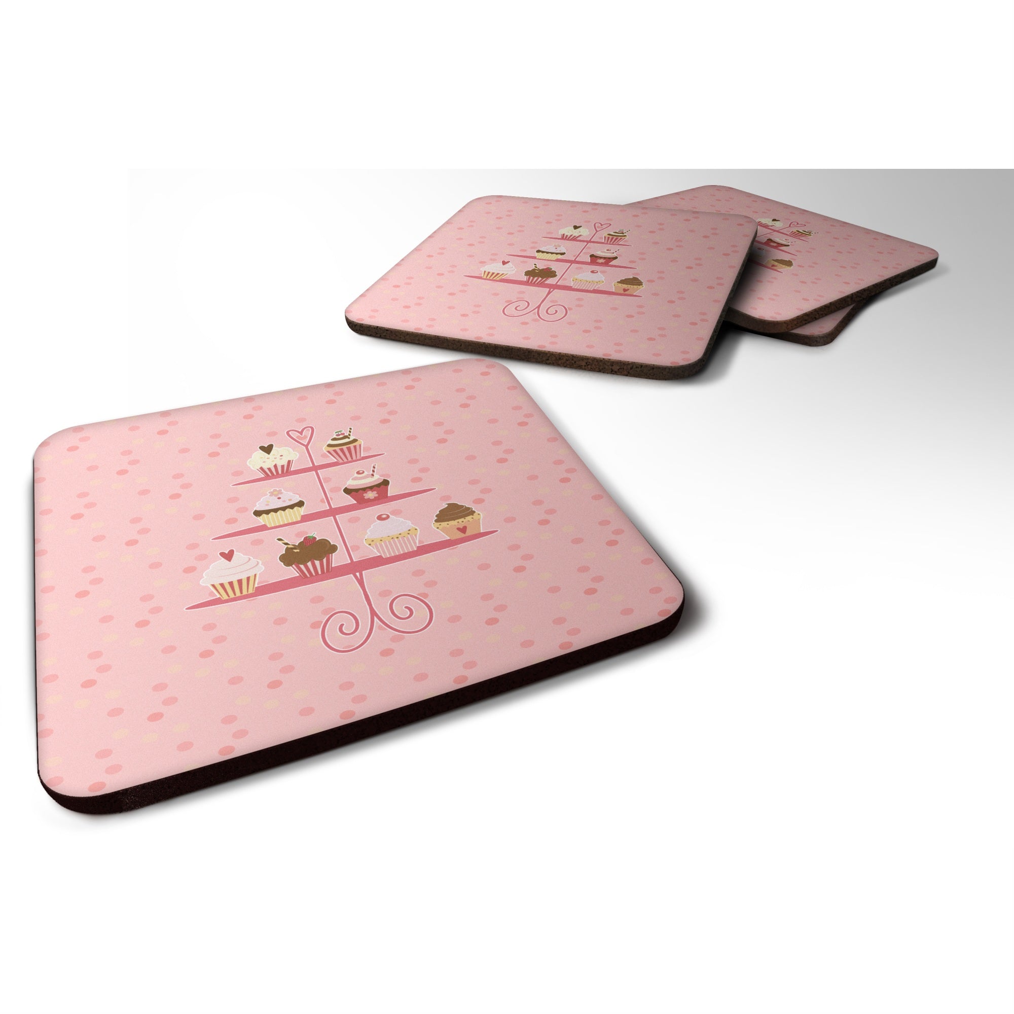 'Caroline'S Treasures Cupcakes 3 Tier Pink Decorative Coasters, 3.5, Multicolor''