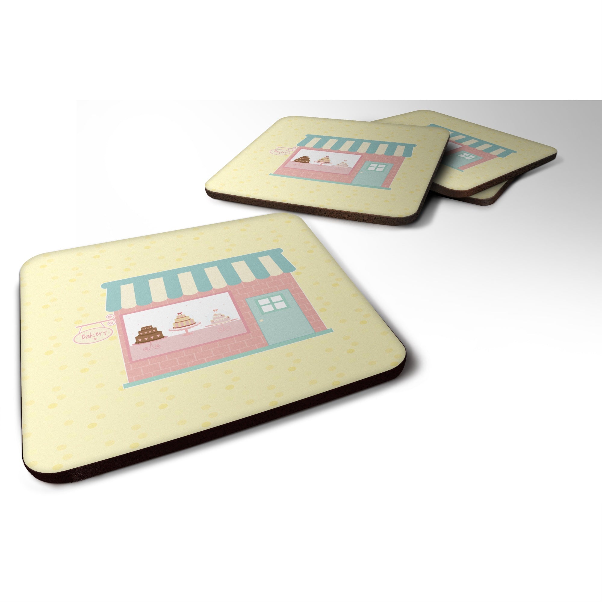 'Caroline'S Treasures Bake Shoppe On Yellow Decorative Coasters, 3.5, Multicolor''