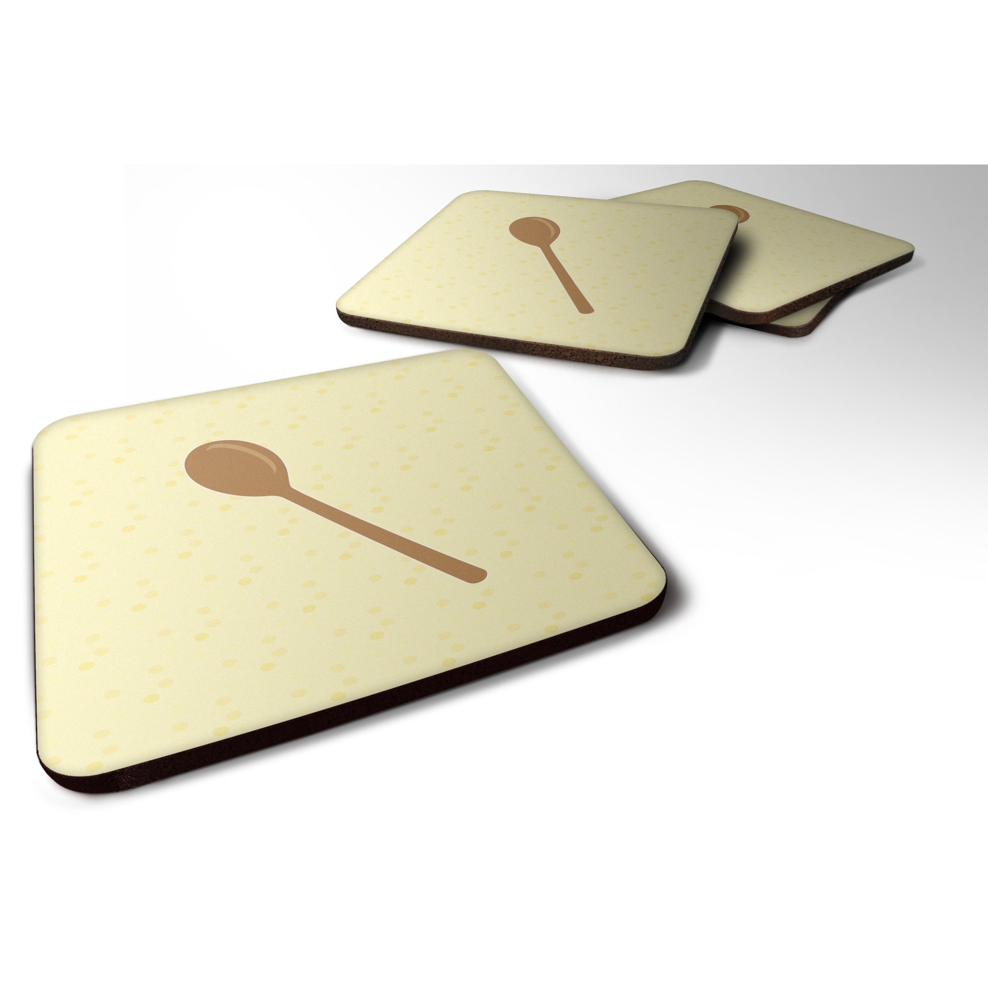 'Caroline'S Treasures Wooden Spoon On Yellow Decorative Coasters, 3.5, Multicolor''