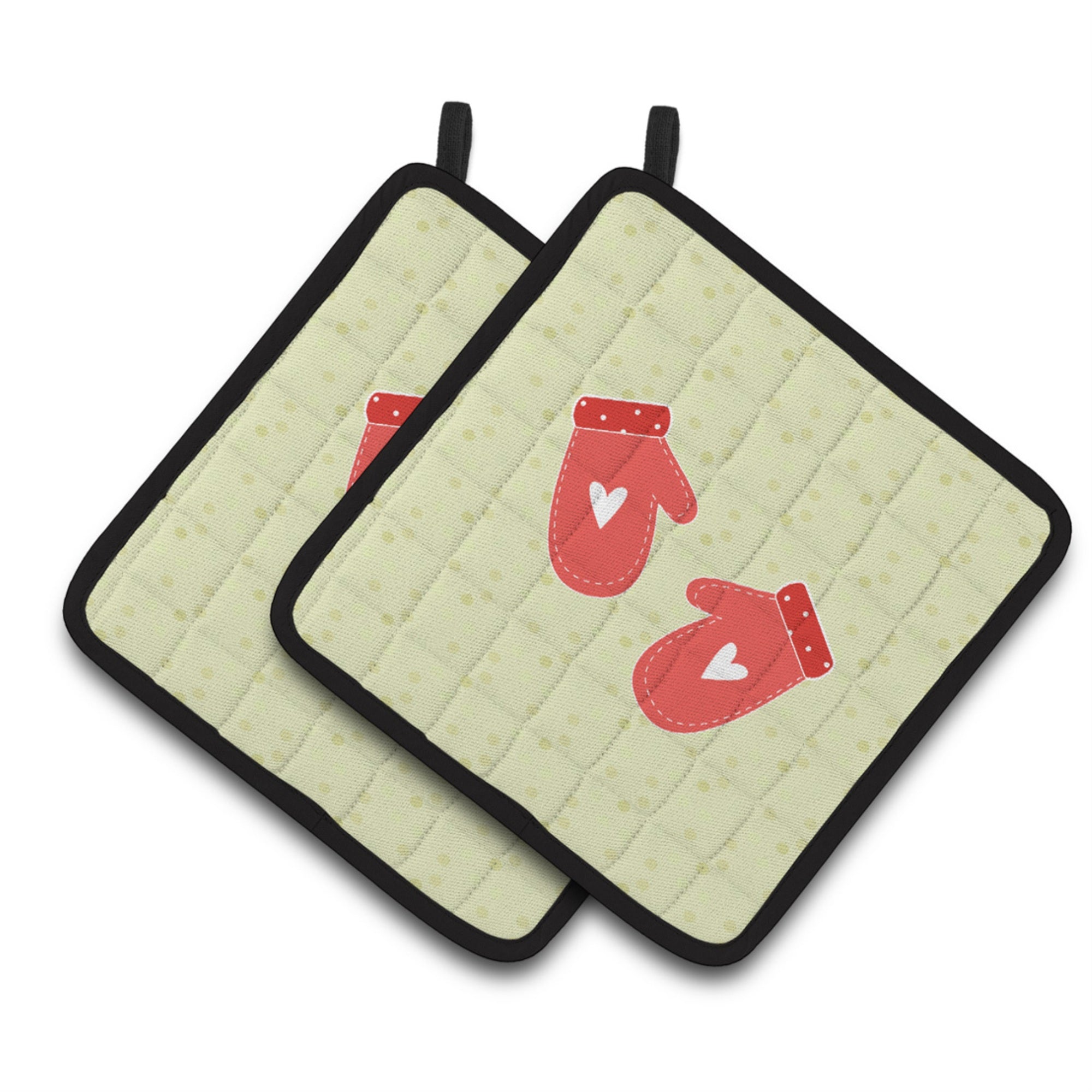 'Caroline'S Treasures Oven Mitts On Green Decorated Pot Holder, 7.5Hx7.5W, Multicolor''