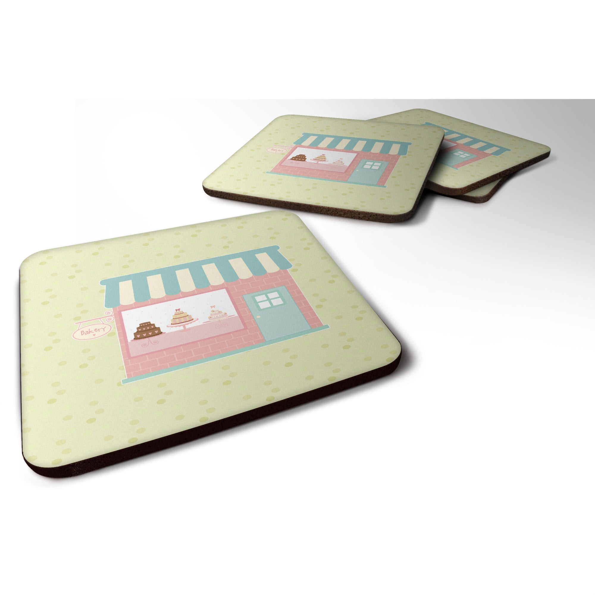 'Caroline'S Treasures Bake Shoppe On Green Decorative Coasters, 3.5, Multicolor''