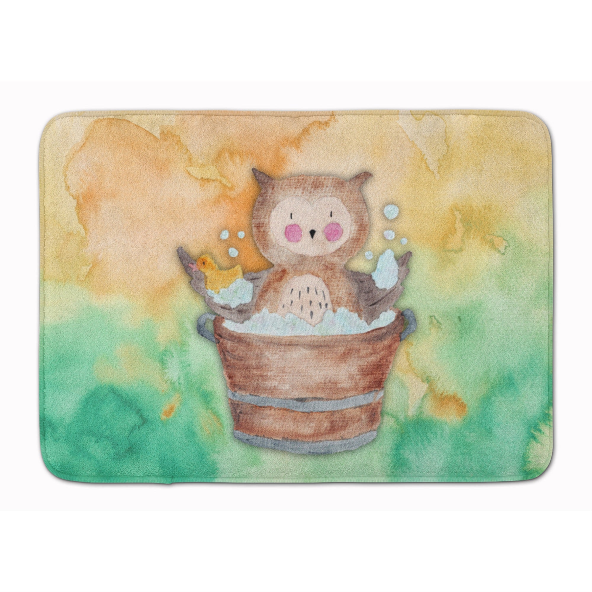 'Caroline'S Treasures Owl Bathing Watercolor Floor Mat, 19''''H X 27''''W, Multicolor''