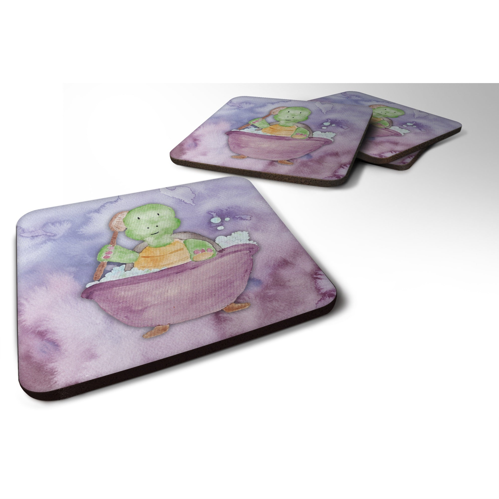 'Caroline'S Treasures Turtle Bathing Watercolor Decorative Coasters, 3.5, Multicolor''