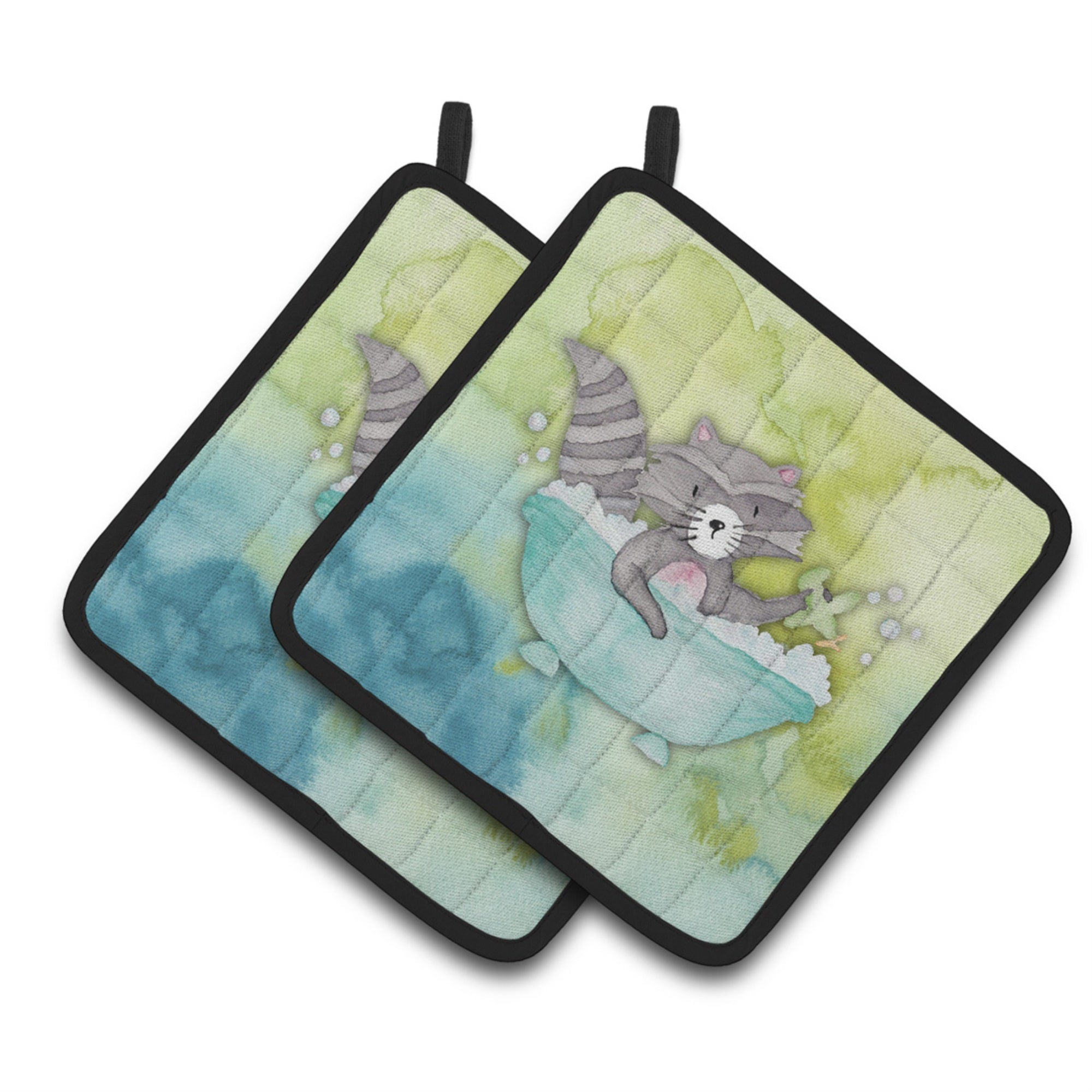 'Caroline'S Treasures Raccoon Bathing Watercolor Decorated Pot Holder, 7.5''''H X 7.5''''W, Multicolor''