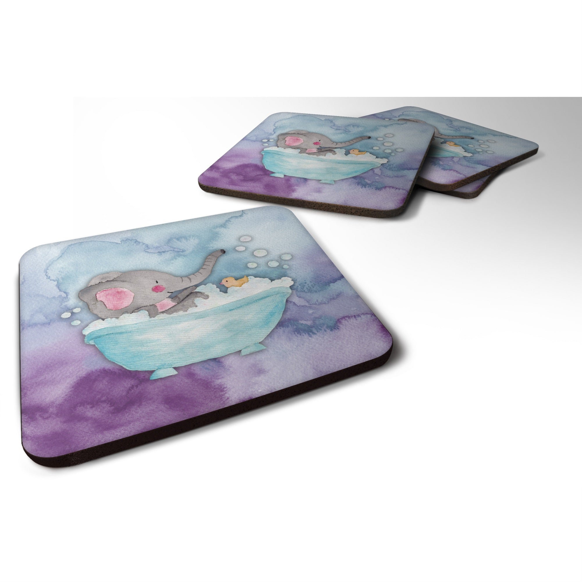 'Caroline'S Treasures Elephant Bathing Watercolor Decorative Coasters, 3.5, Multicolor''