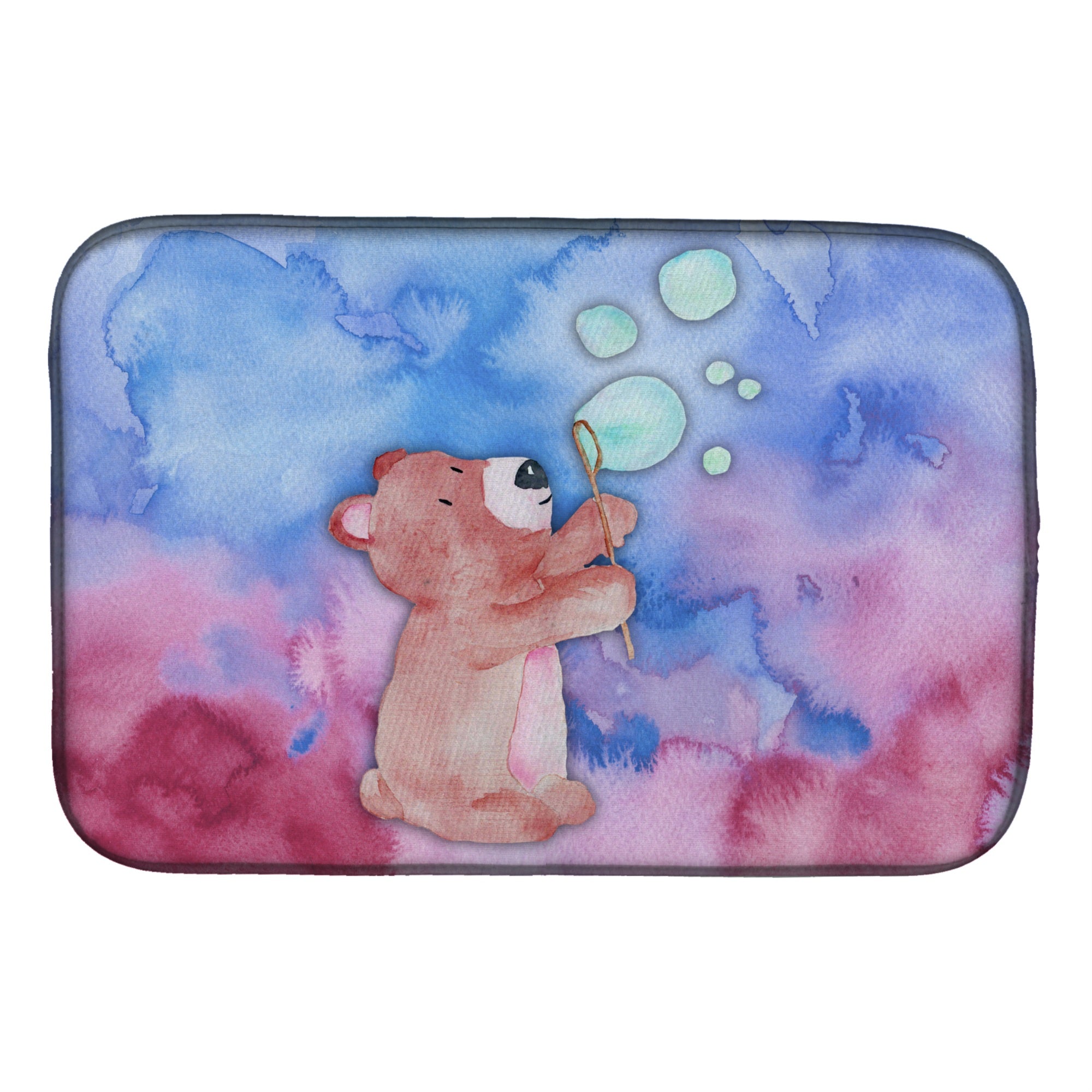 'Caroline'S Treasures Bear And Bubbles Watercolor Dish Drying Mat, 14'''' X 21'''', Multicolor''