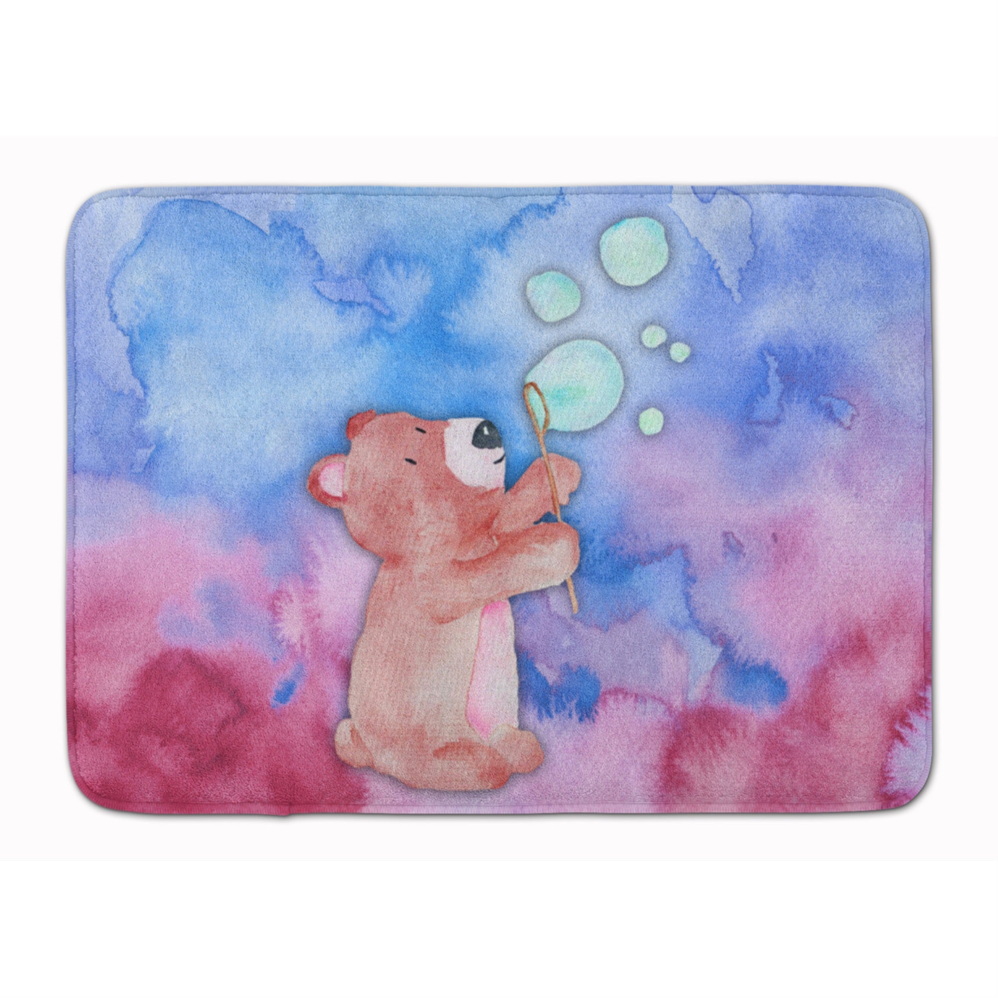 'Caroline'S Treasures Bear And Bubbles Watercolor Floor Mat, 19''''H X 27''''W, Multicolor''