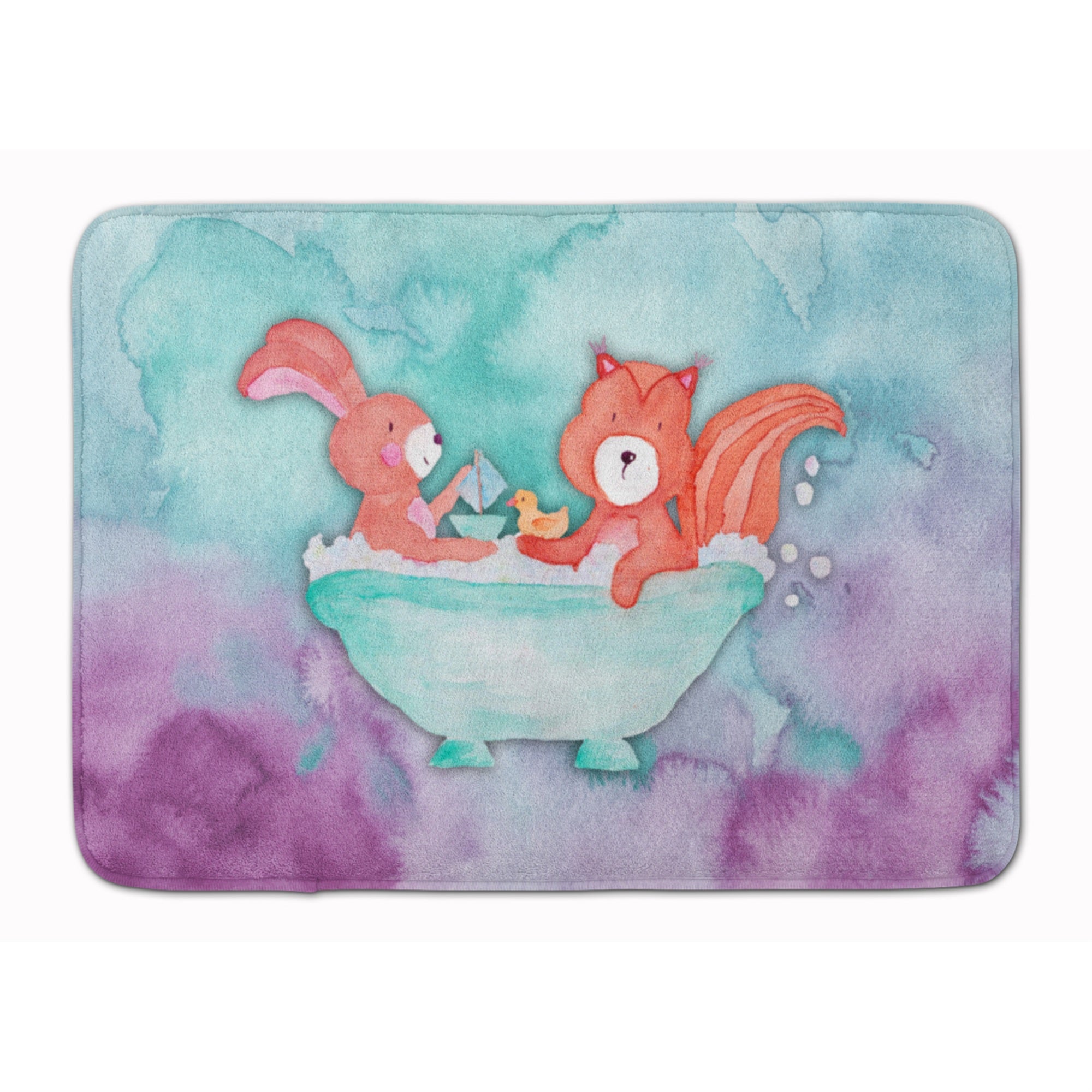 'Caroline'S Treasures Rabbit And Squirrel Bathing Watercolor Floor Mat, 19''''H X 27''''W, Multicolor''