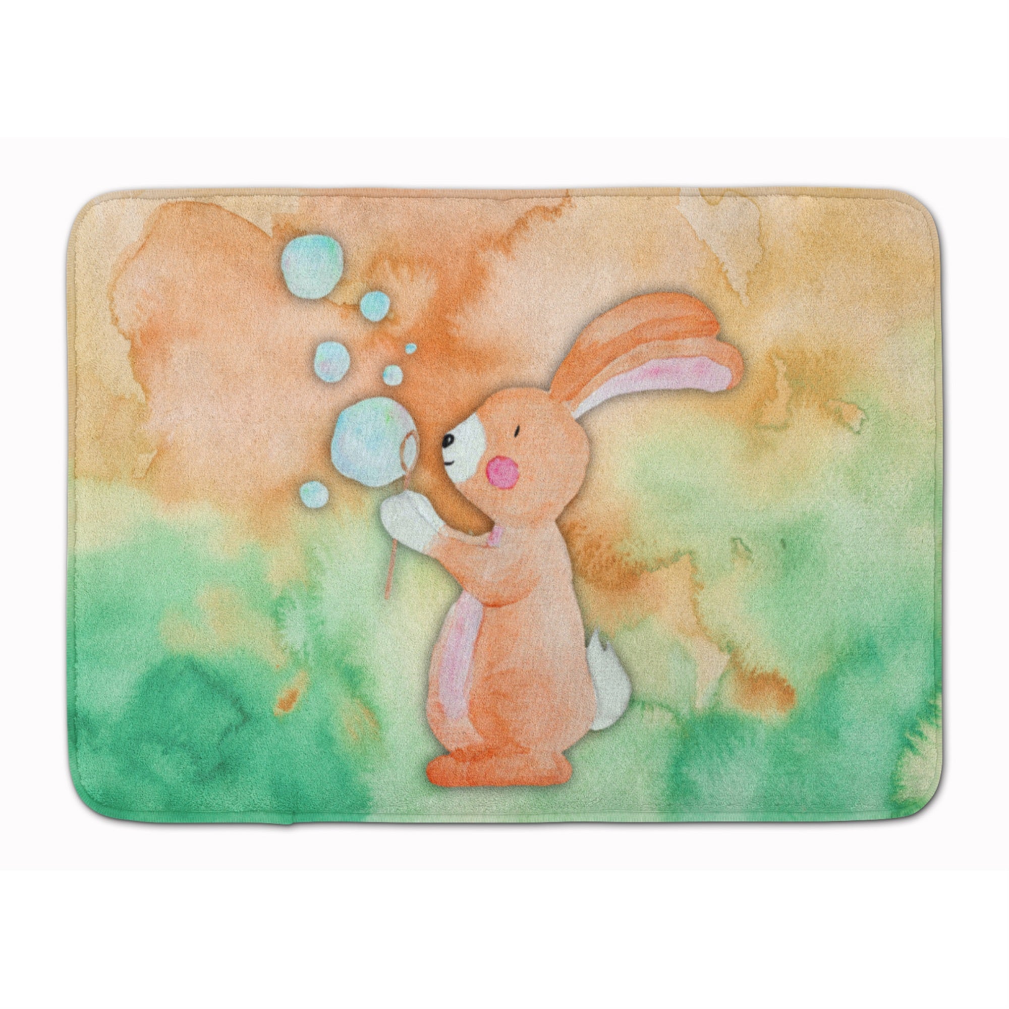 'Caroline'S Treasures Rabbit And Bubbles Watercolor Floor Mat, 19''''H X 27''''W, Multicolor''